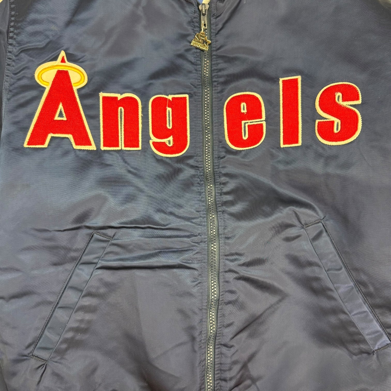 Vintage Starter Anaheim Angels Satin Bomber Jacket Blue/Red