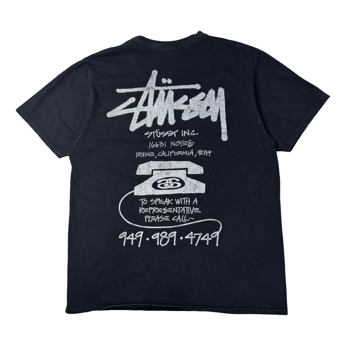 Stussy Old Phone Pigment Dyed Tee Black