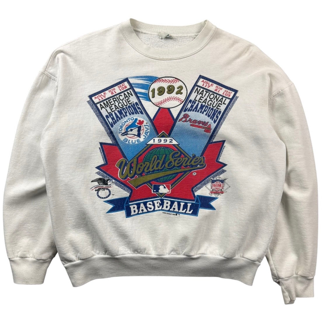 1992 MLB World Series Baseball Crewneck White