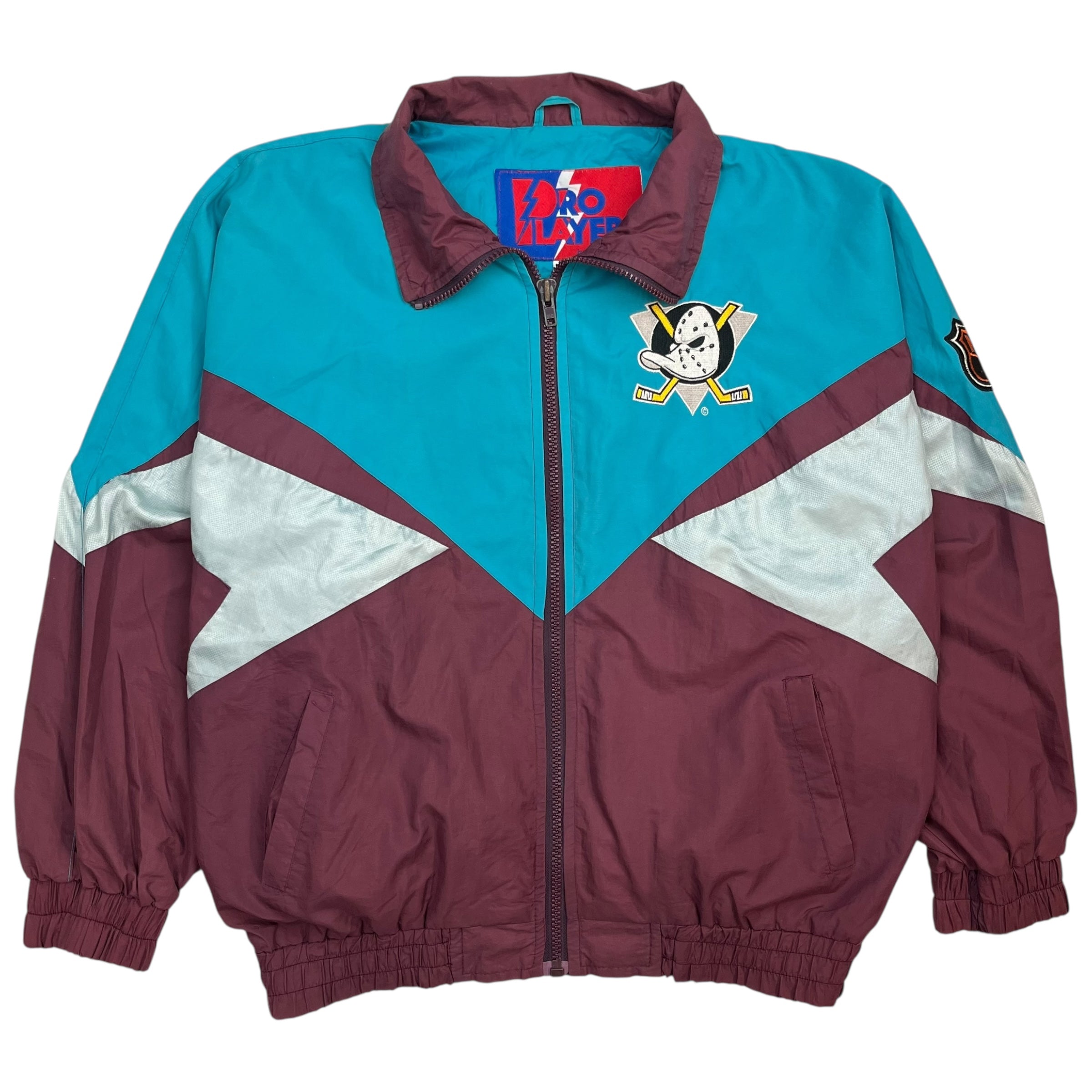 Vintage NHL Mighty Ducks Windbreaker Jacket Blue/Burgundy