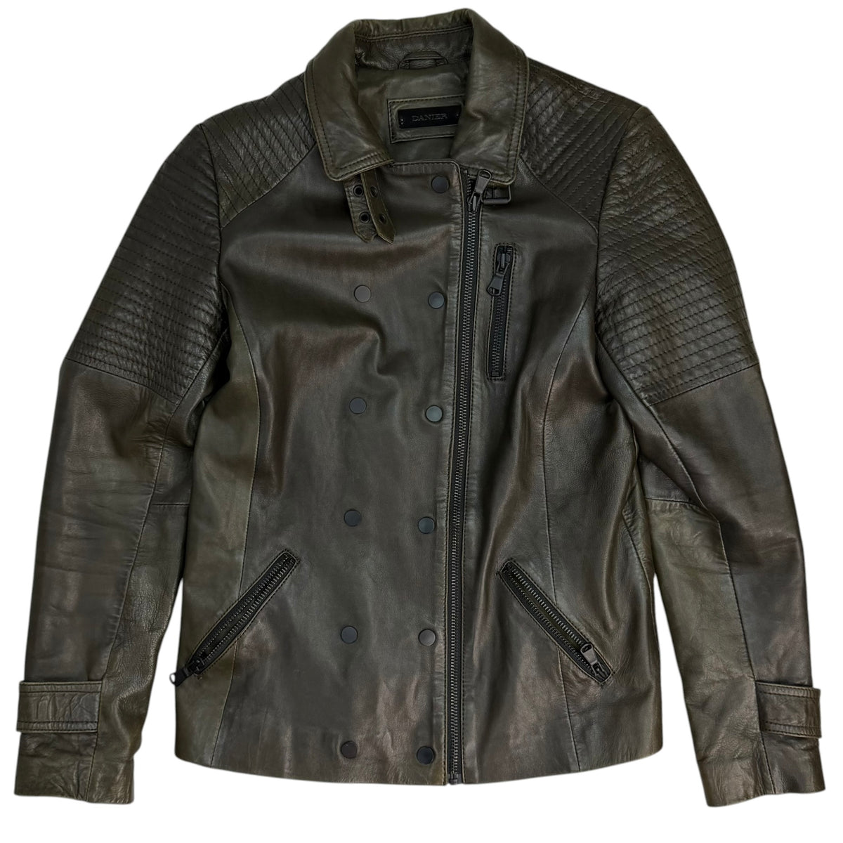 (W) Danier Leather Biker Jacket Green