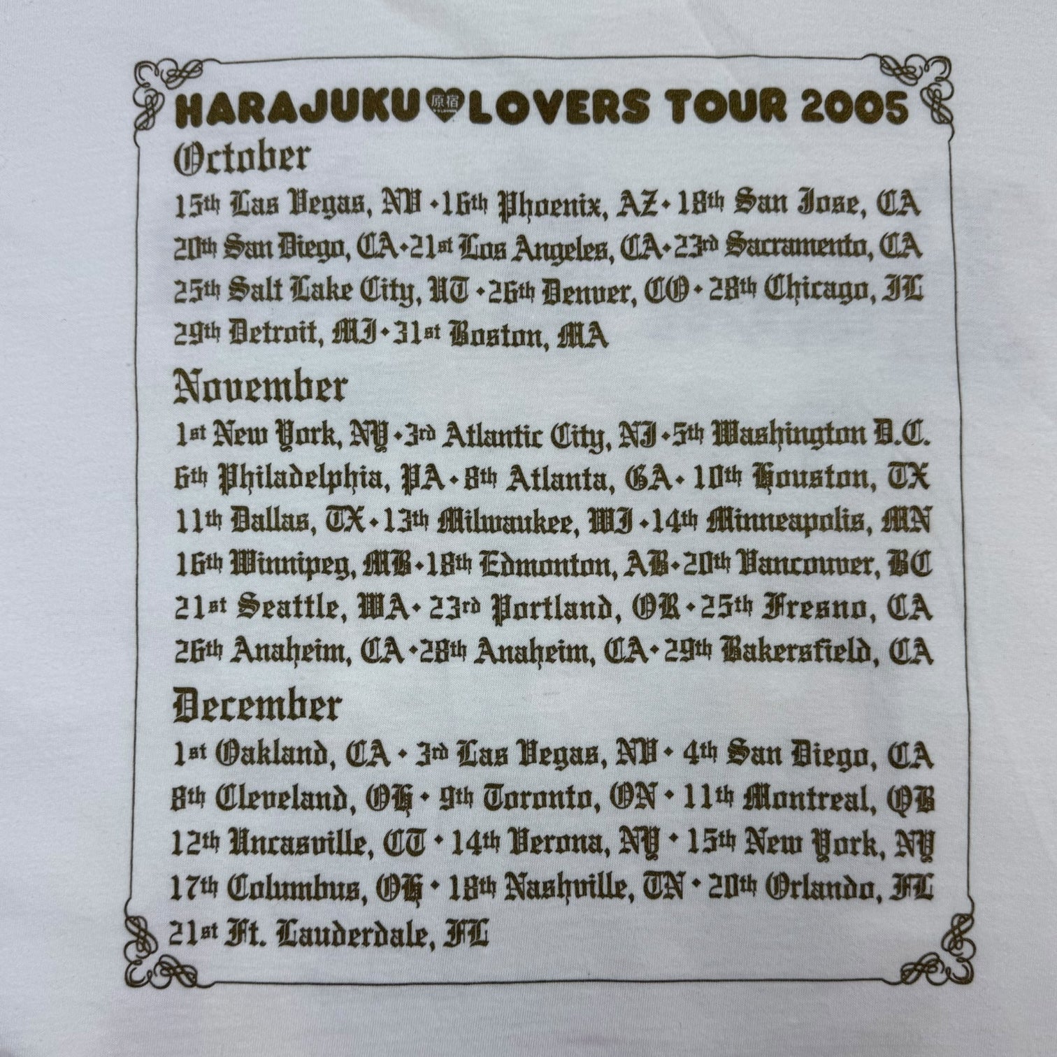 2005 Gwen Stefani Harajuku Lovers Tour Tee White
