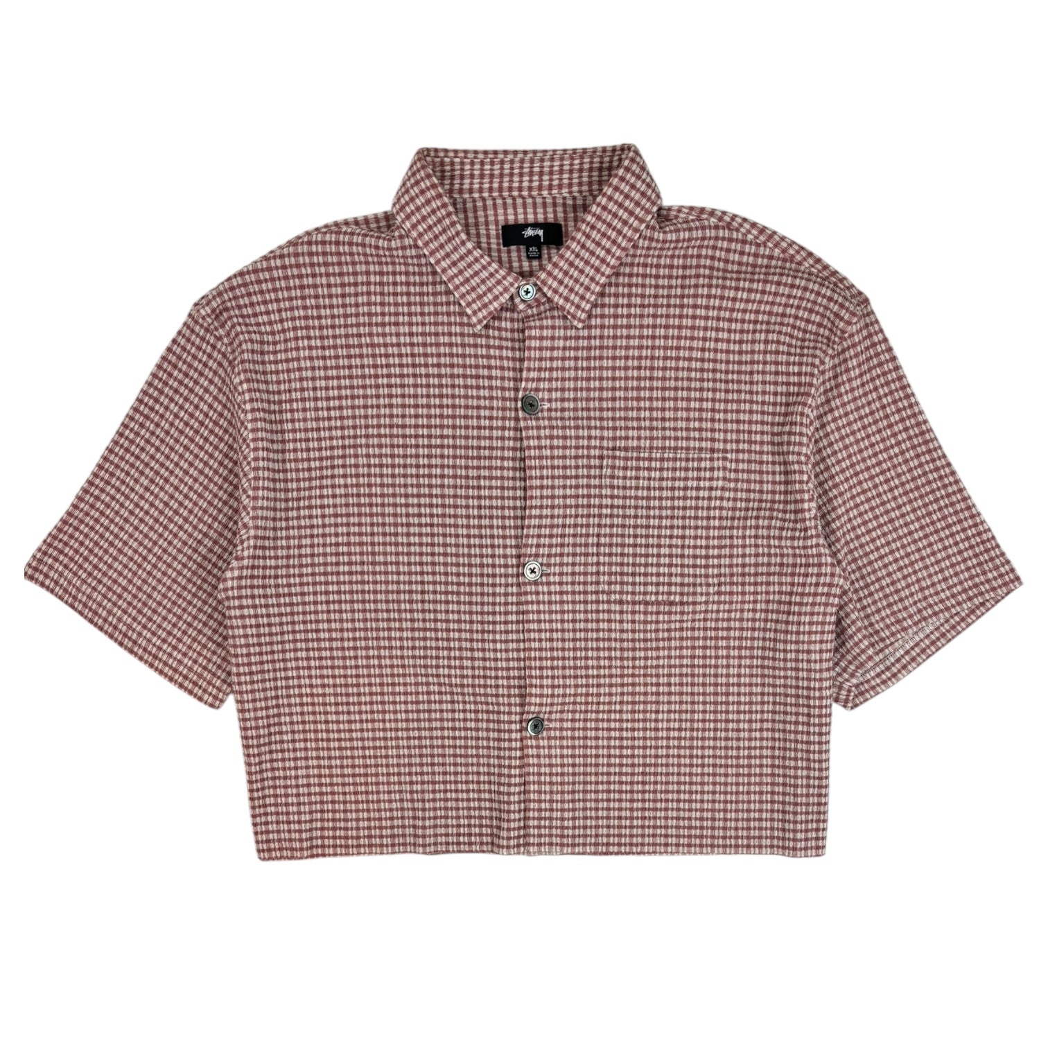 Stussy Crinkled Box Button Up Shirt Red