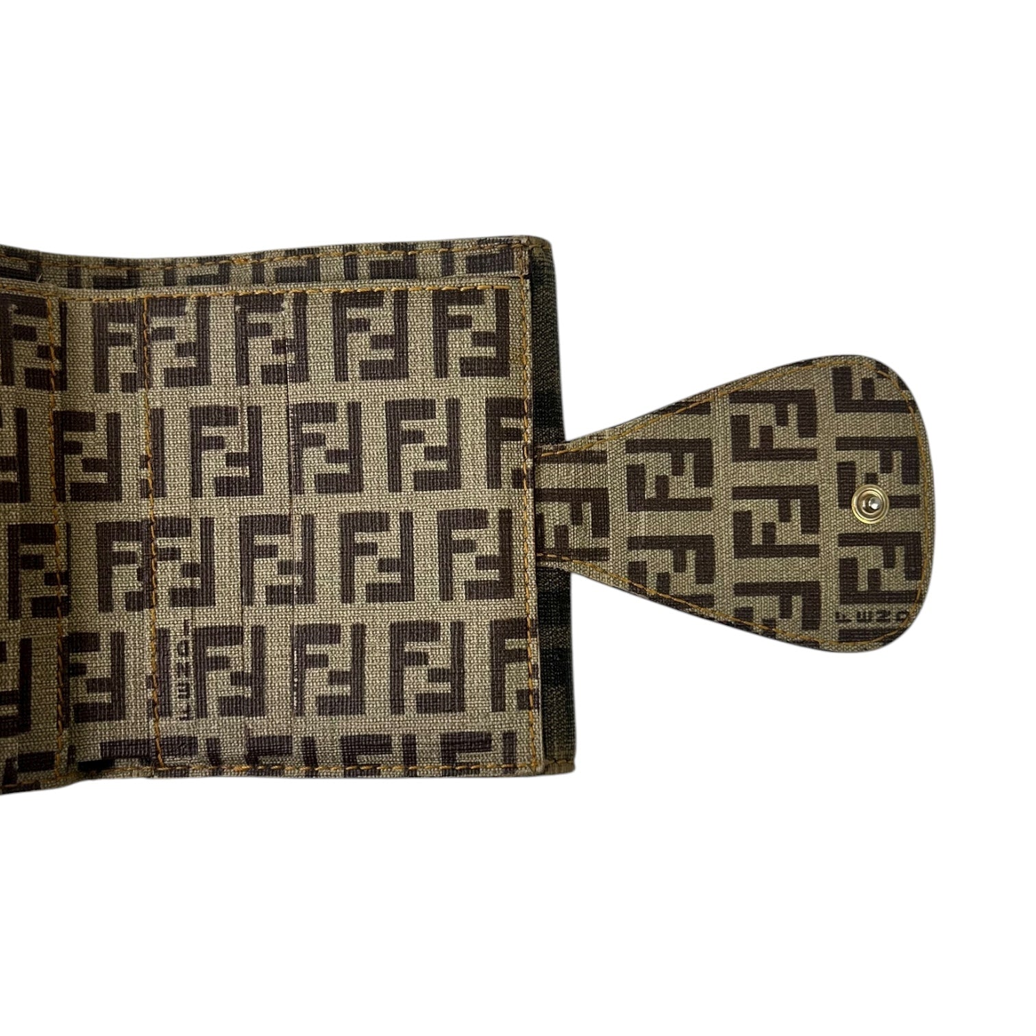 Fendi Zucca Compact Bi-Fold Wallet Beige