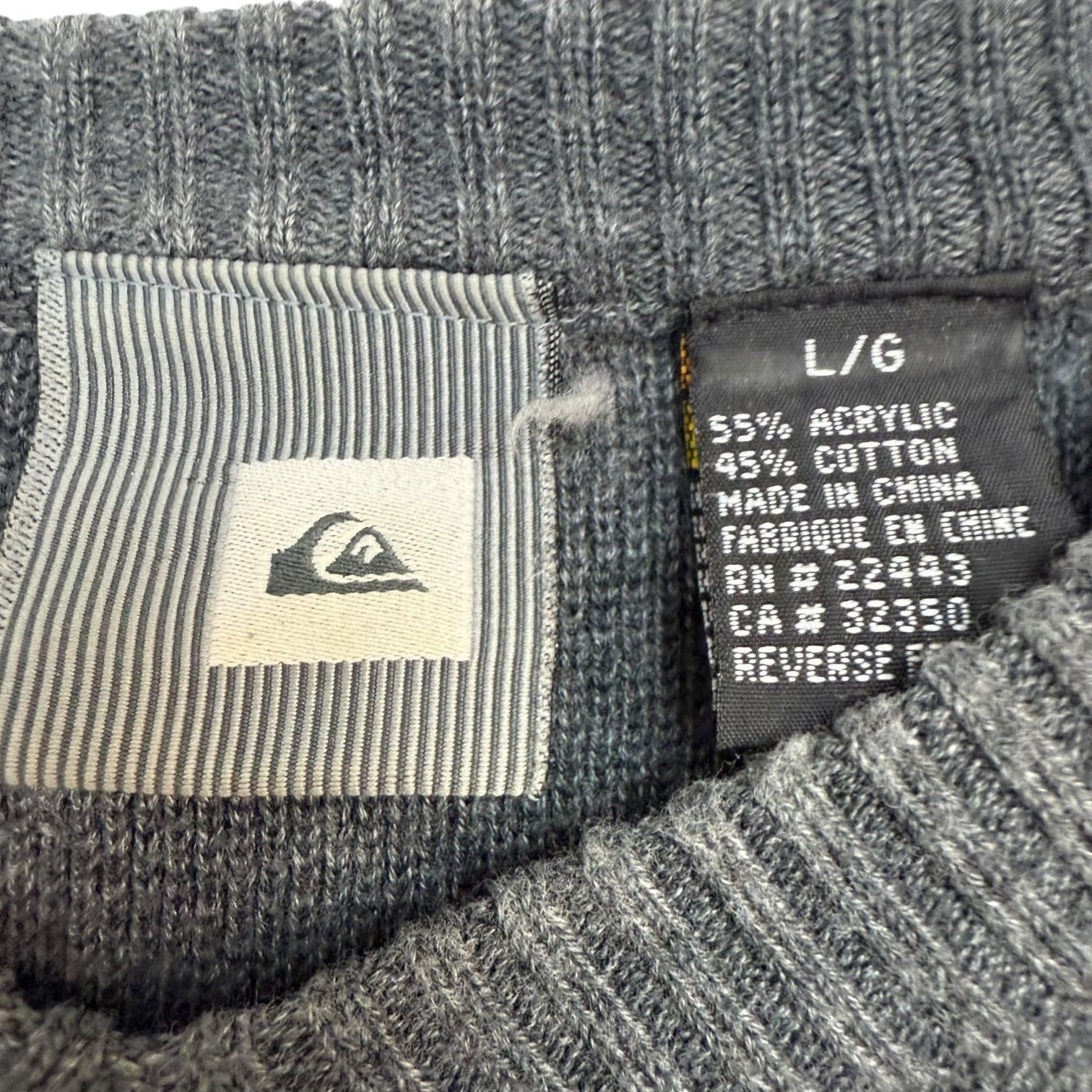 Vintage Quicksilver V Neck Sweater Grey