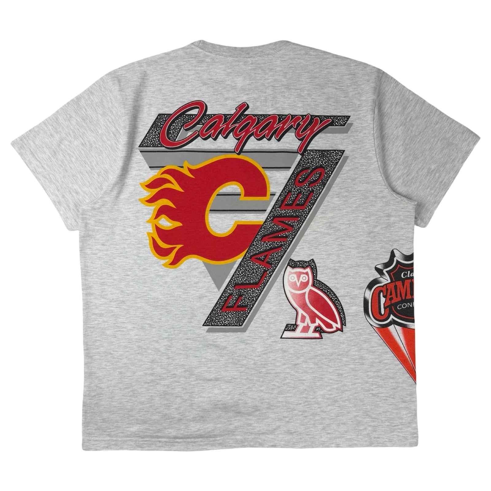 OVO x NHL Calgary Flames 90’s Graphic T-Shirt Ash Heather Grey