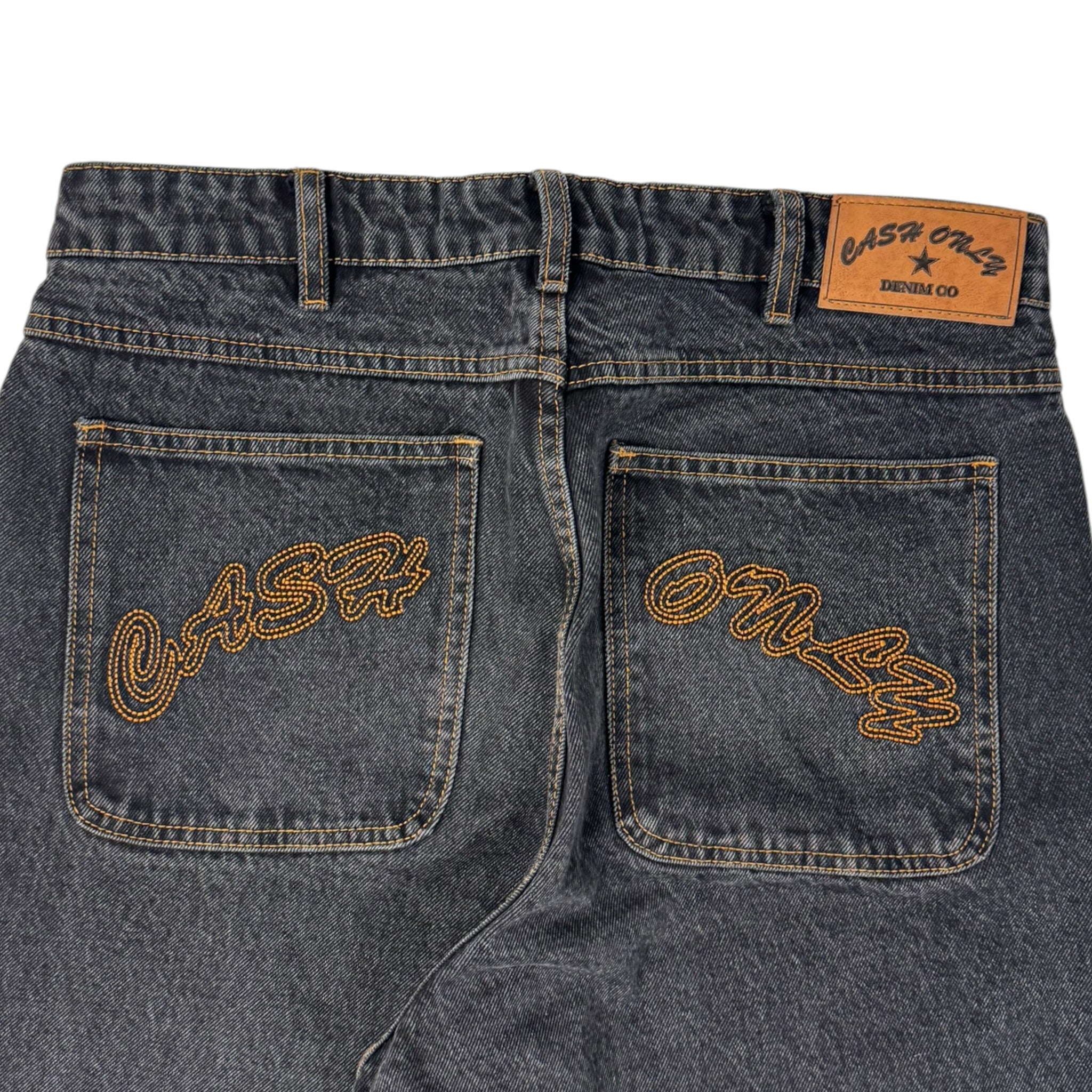 Cash Only Logo Baggy Jeans Washed Black