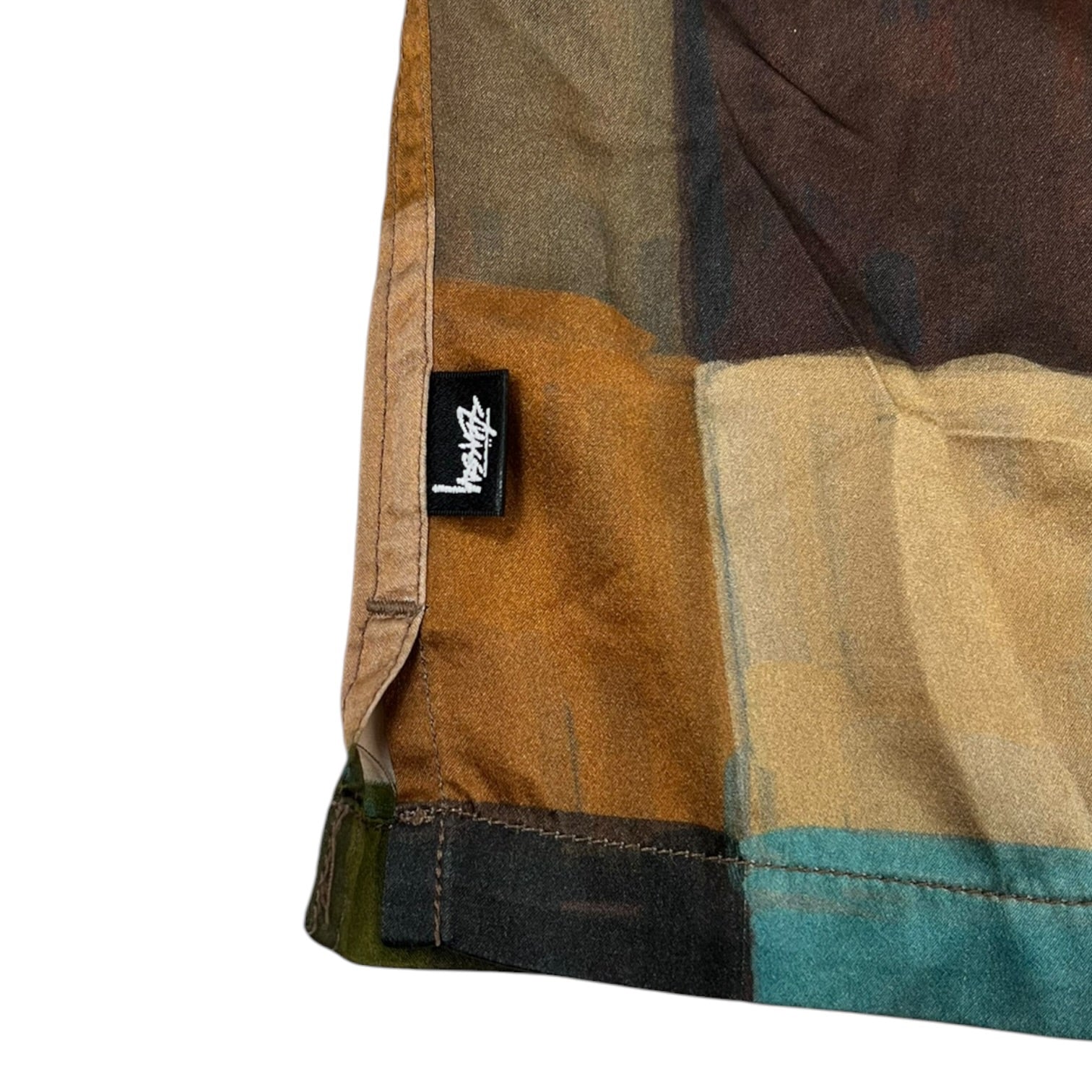 Stussy Painted Check Silk Shirt in Multicolor