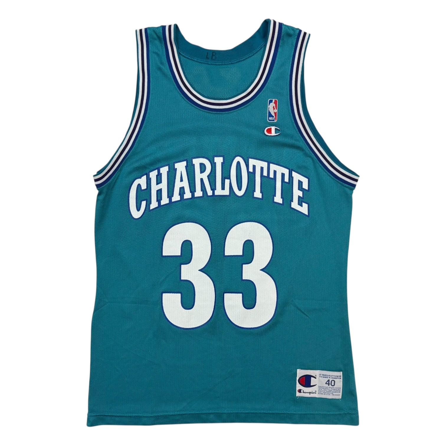 Vintage Champion Charlotte Hornets Alonzo Mourning Jersey Teal