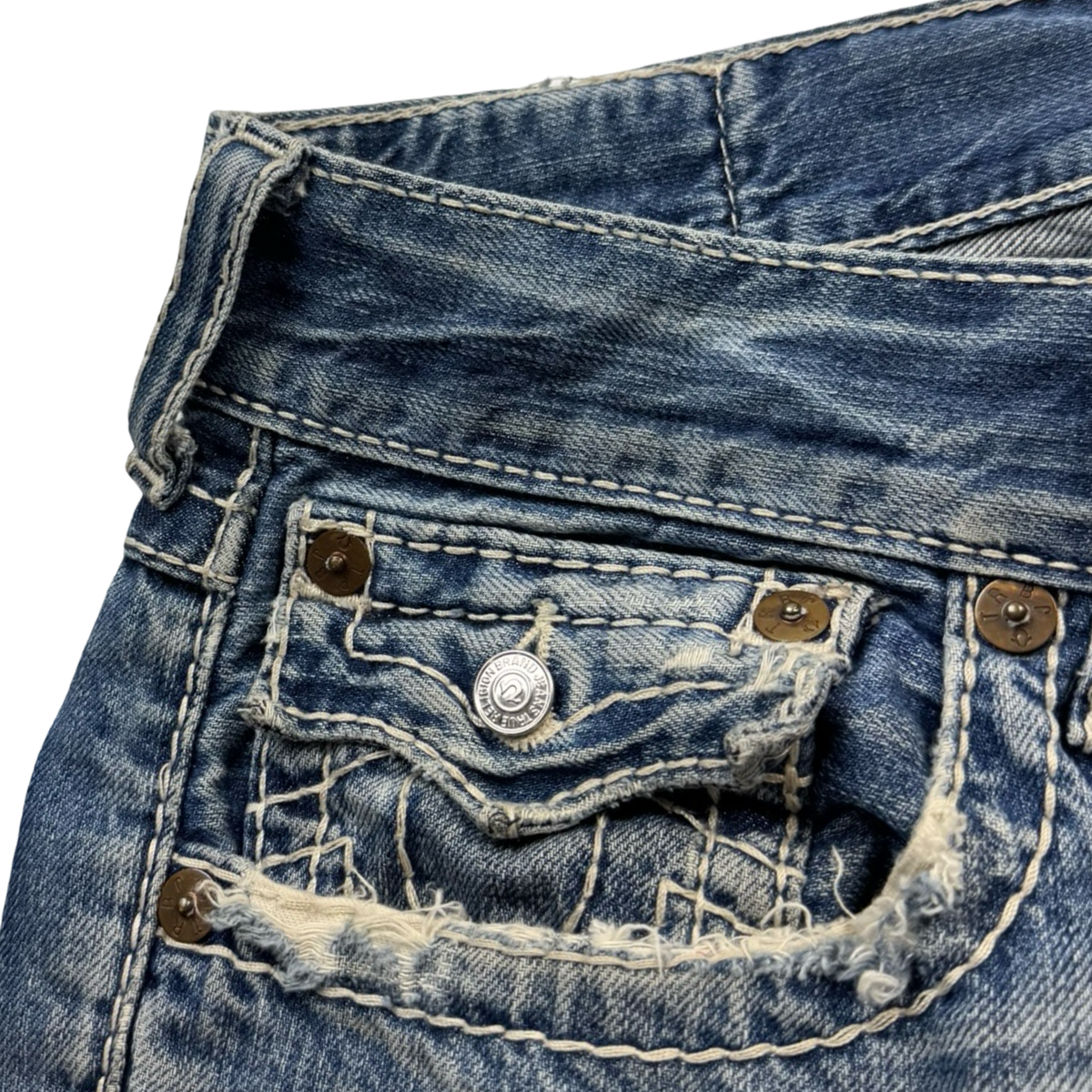 Y2K True Religion Straight Cut Denim Bottoms Light Wash