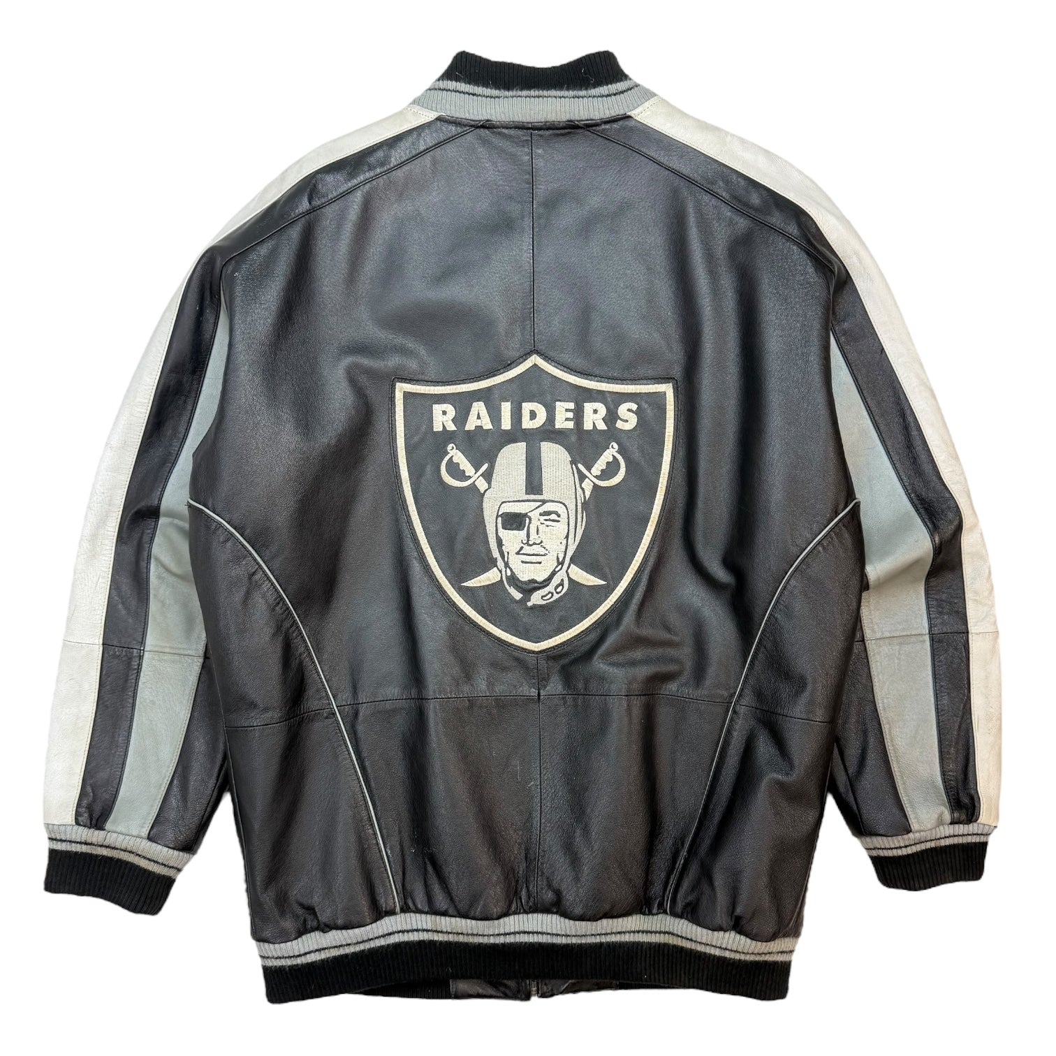 Vintage NFL Oakland Raiders Leather Jacket Black/White