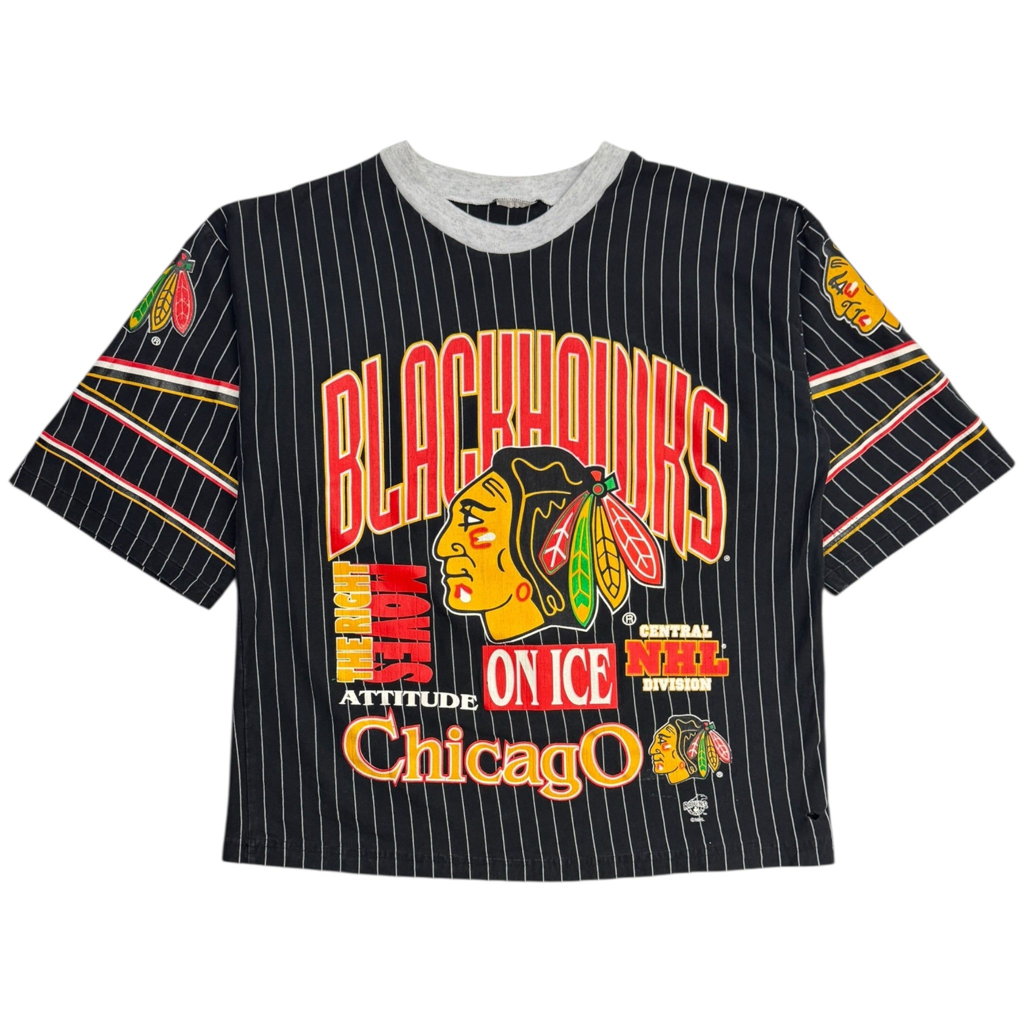 Vintage Chicago Black Hawks All Over Print Jersey T-Shirt