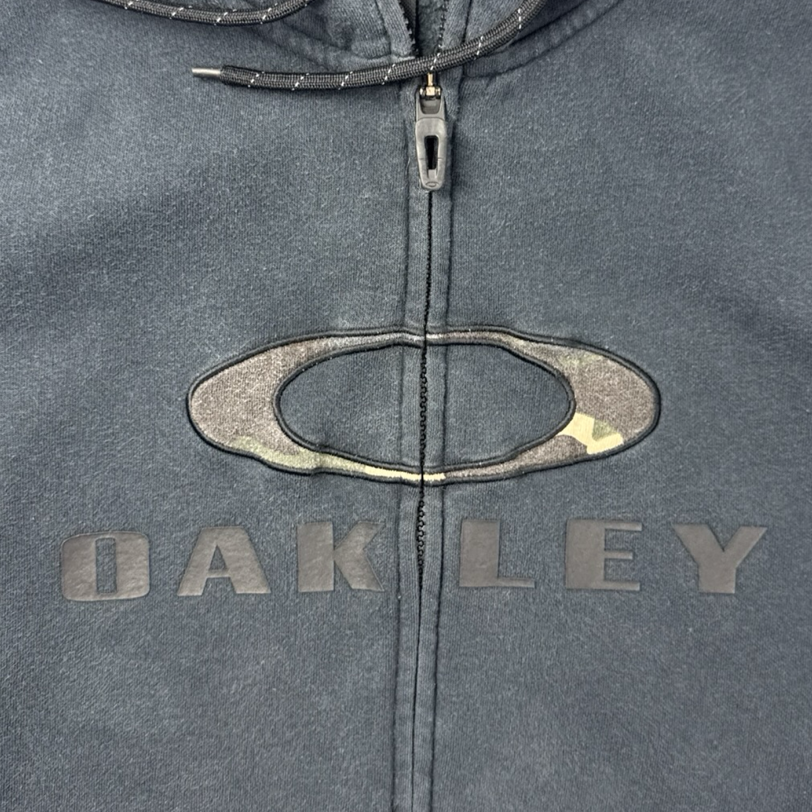 Y2K Oakley Center O Embroidered Zip Hoodie