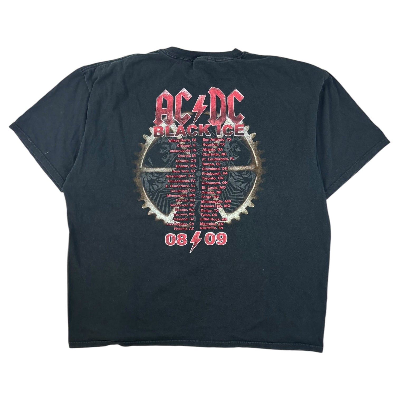 Vintage 2008 AC/DC Black Ice Tour T-Shirt Black