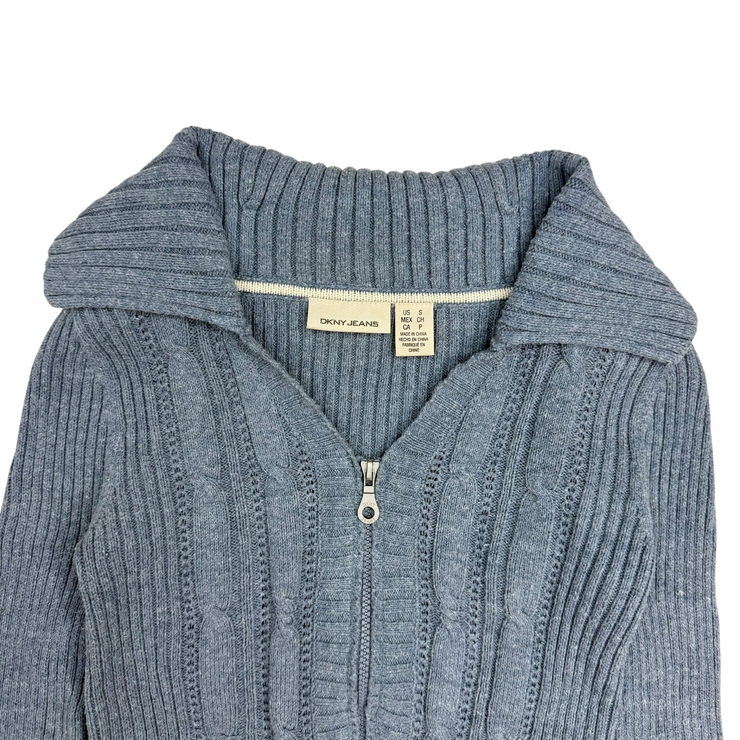 (W) Vintage DKNY Jeans Cable Knit Sweater Blue