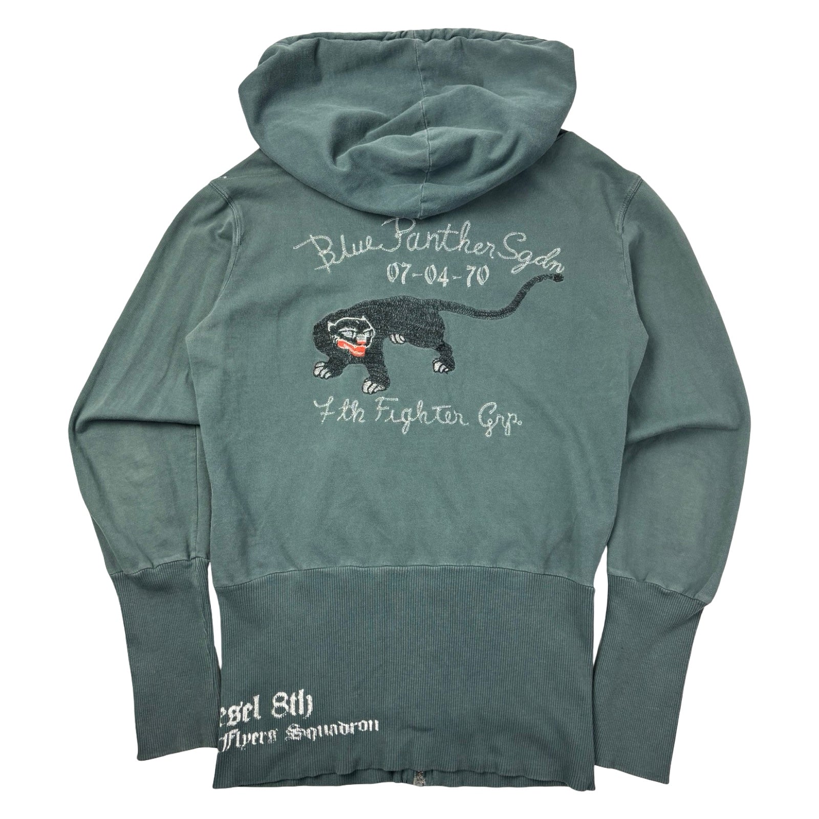 (W) Vintage Y2K Diesel Blue Panther Tour Souvenir Cropped Full-Zip Hoodie Teal