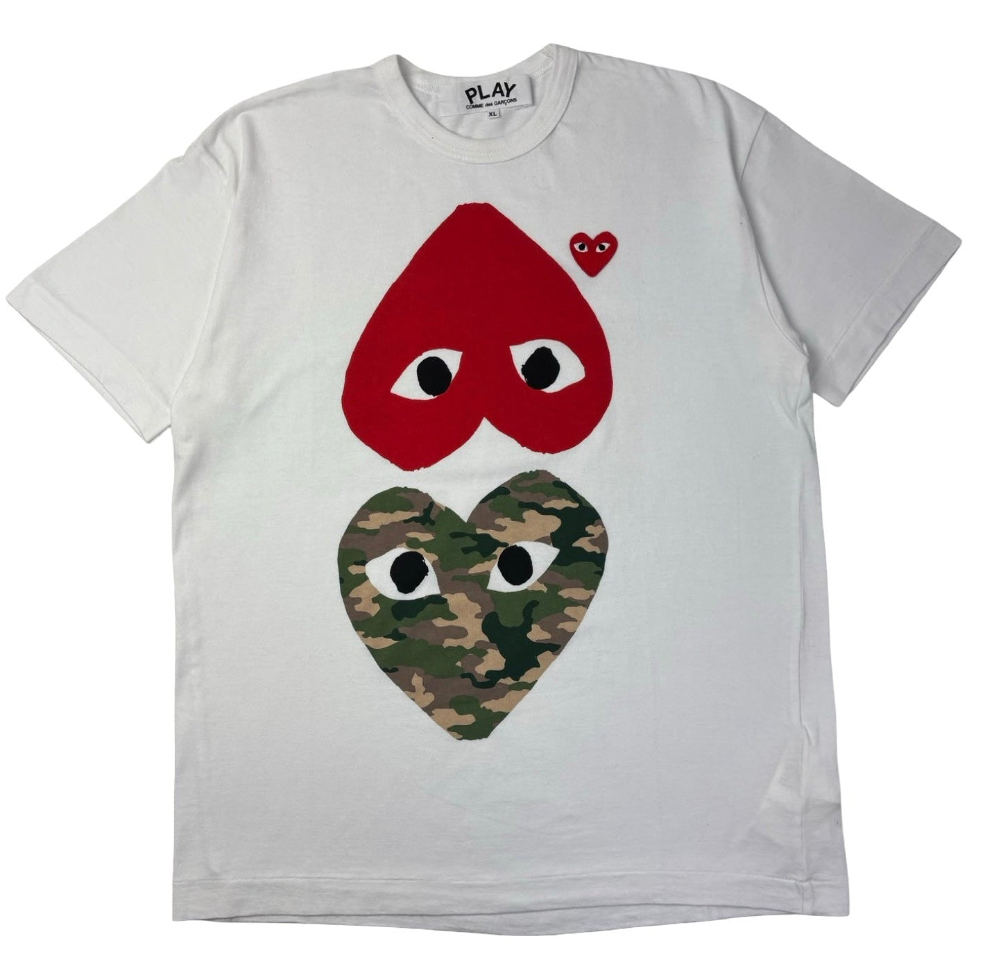 Comme des Garçons PLAY Camo Double Heart Tee White