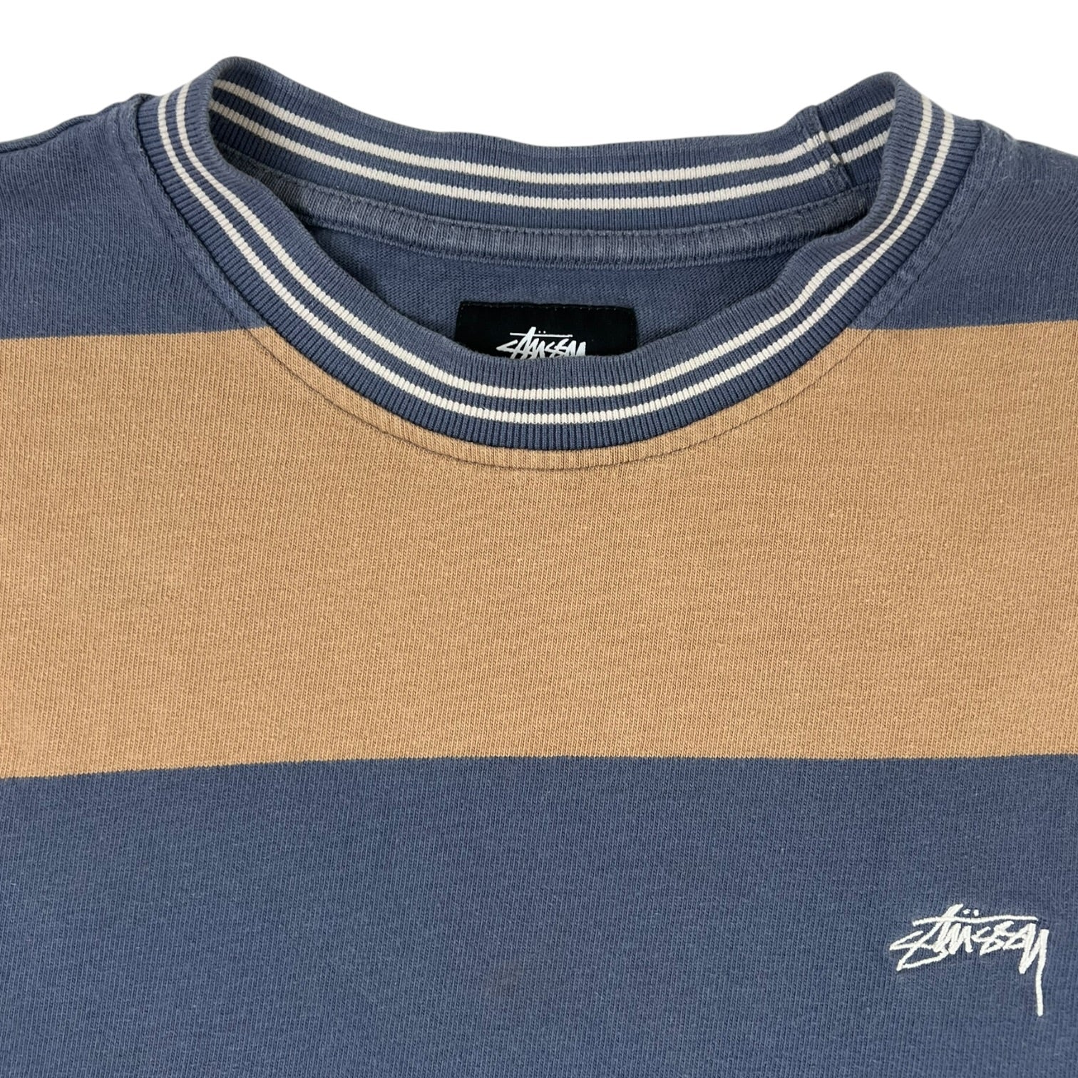 Stussy Moore Striped Long Sleeve Crew T-Shirt Navy/Tan
