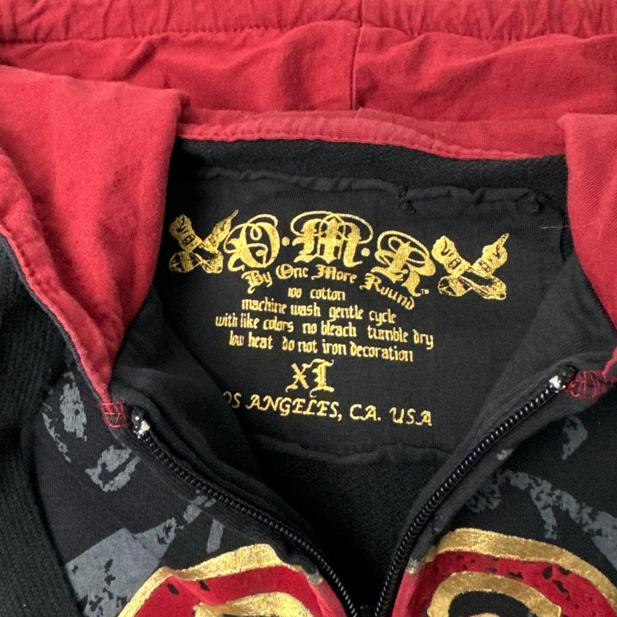 Vintage Y2K O.M.R. All Over Print Zip Up Emo Cyber Hoodie