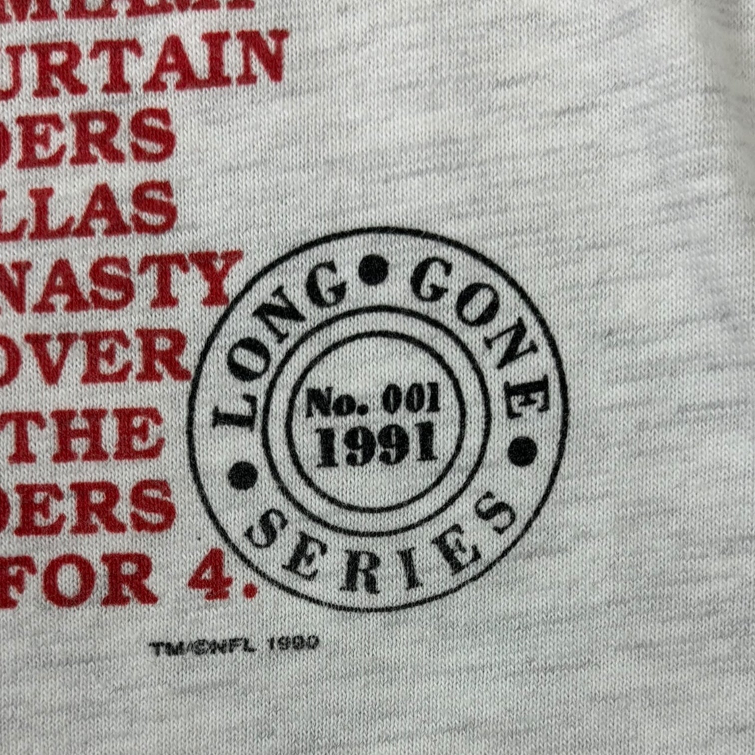 Vintage 1991 Super Bowl XXV Silver Anniversary 3/4 Sleeve T-Shirt Grey