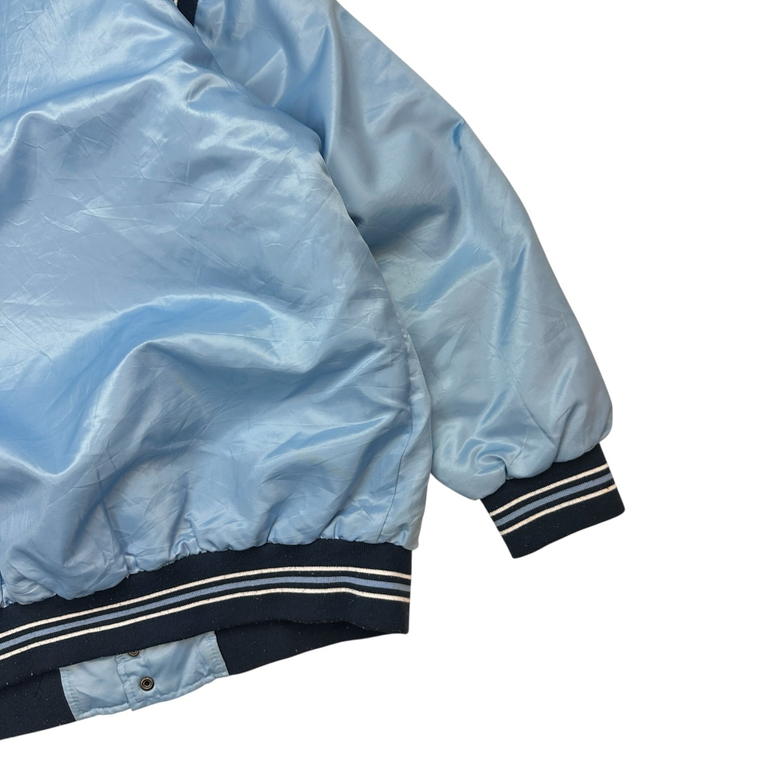 Vintage Starter UNC Tar Heels Satin Bomber Jacket Carolina Blue