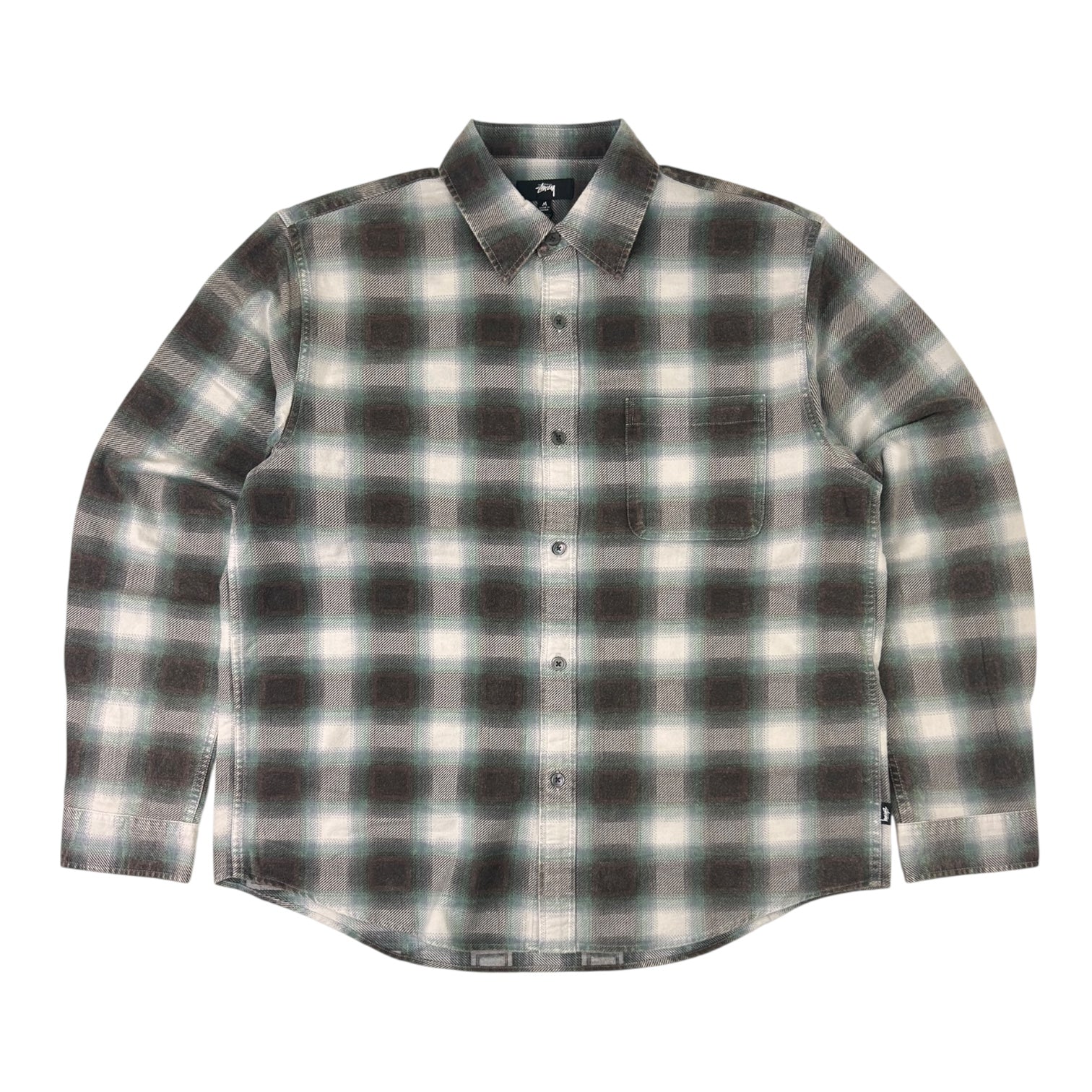 Stussy June Plaid Long Sleeve Button Up Shirt Bone