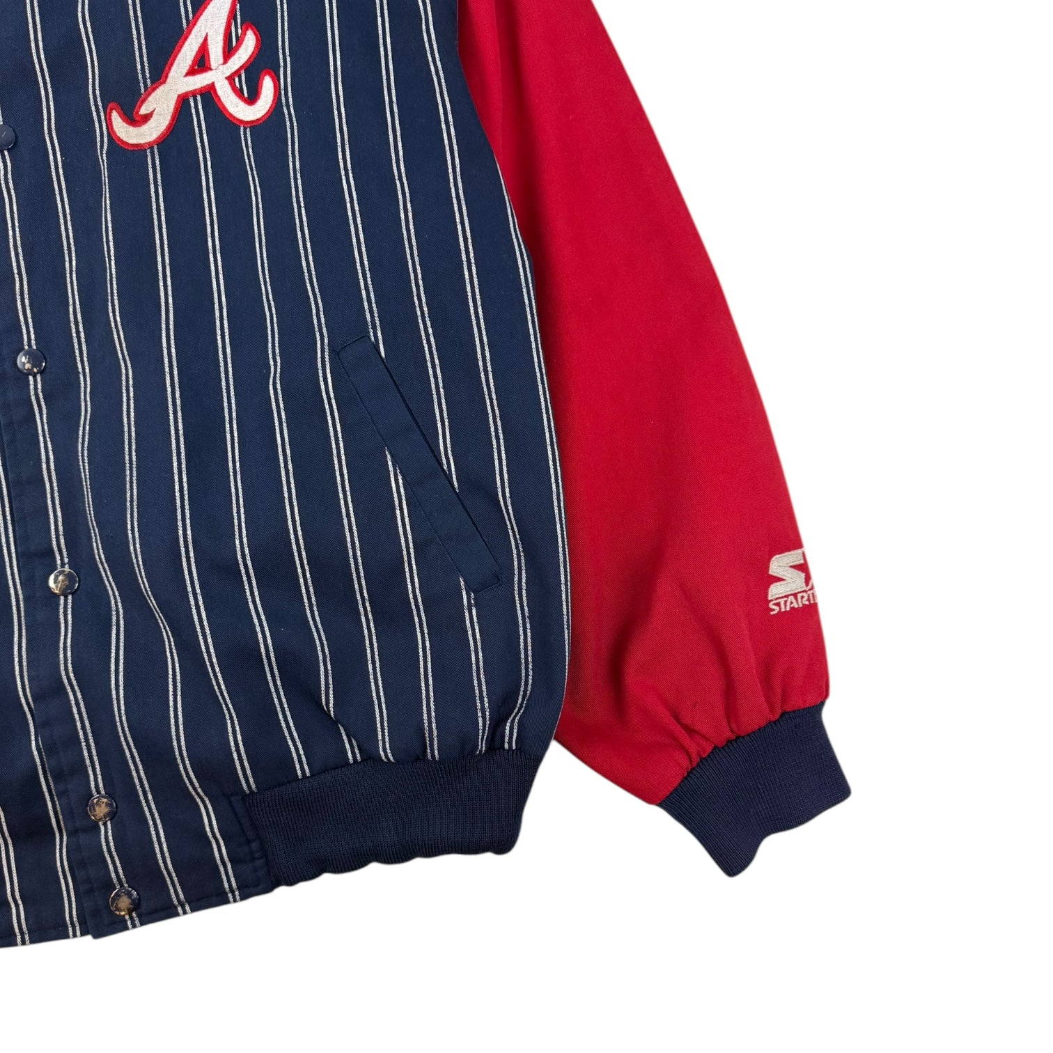 Vintage Atlanta Braves Starter Pinstripe Jacket Navy/Red