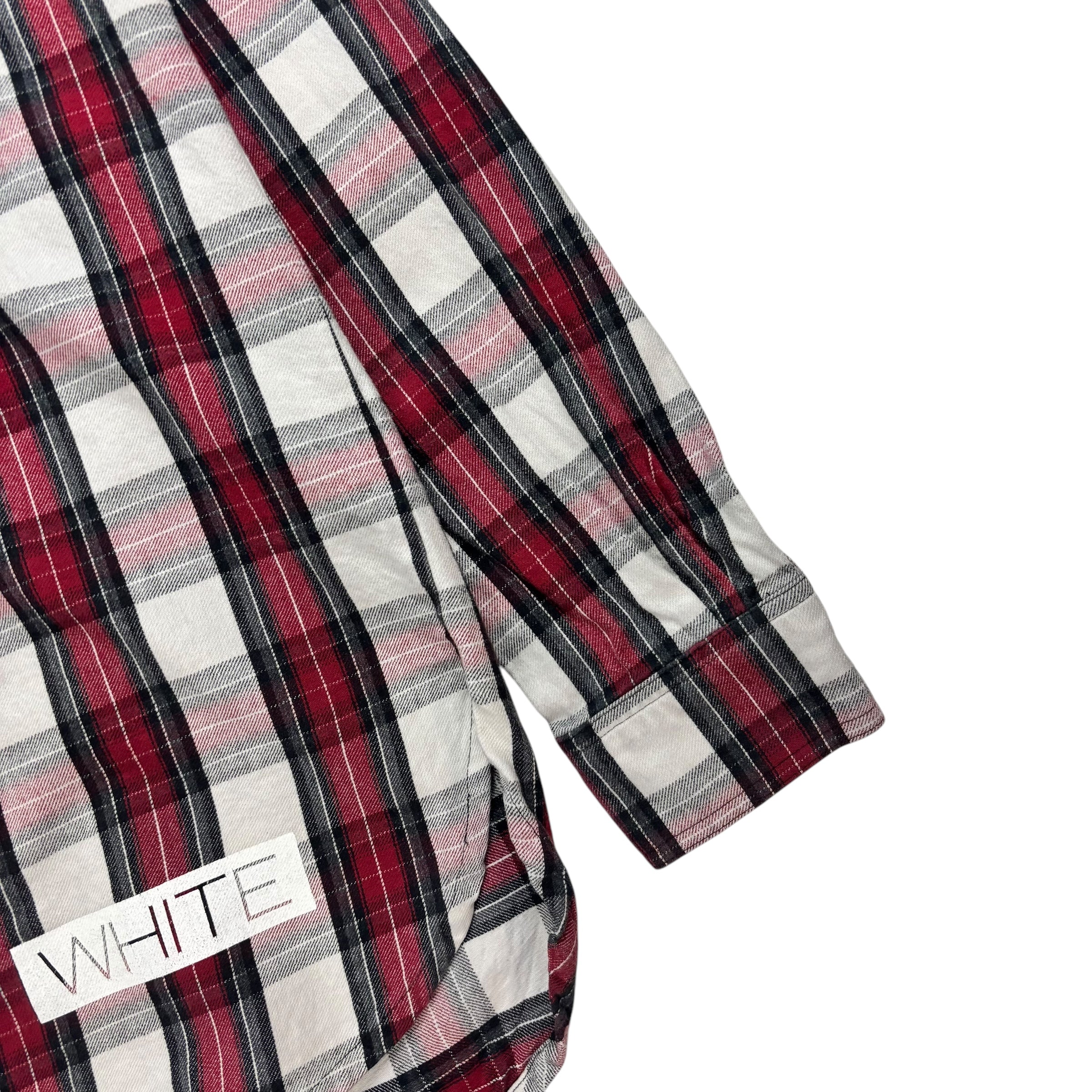 Off-White Checkered Plaid Flannel Red