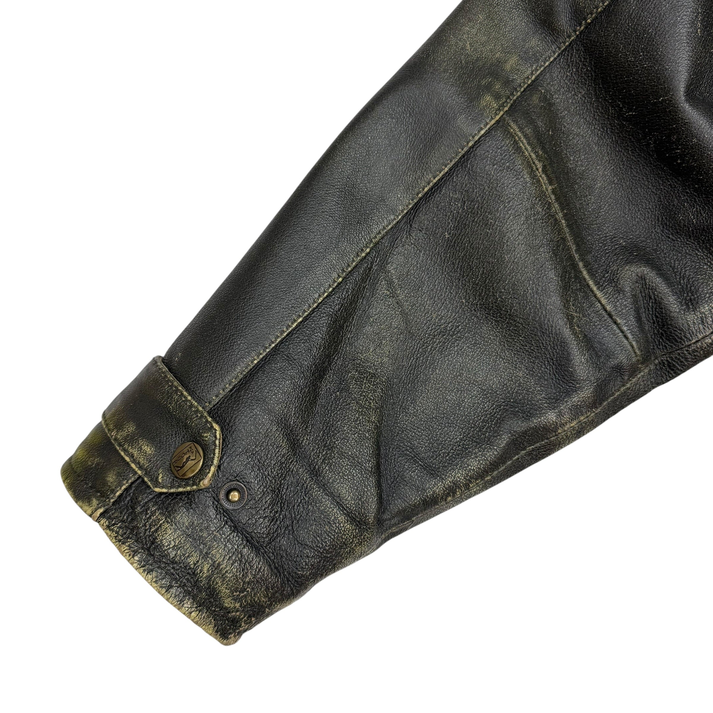 Vintage PGA Tour Partners Club Chenille Leather Jacket Black