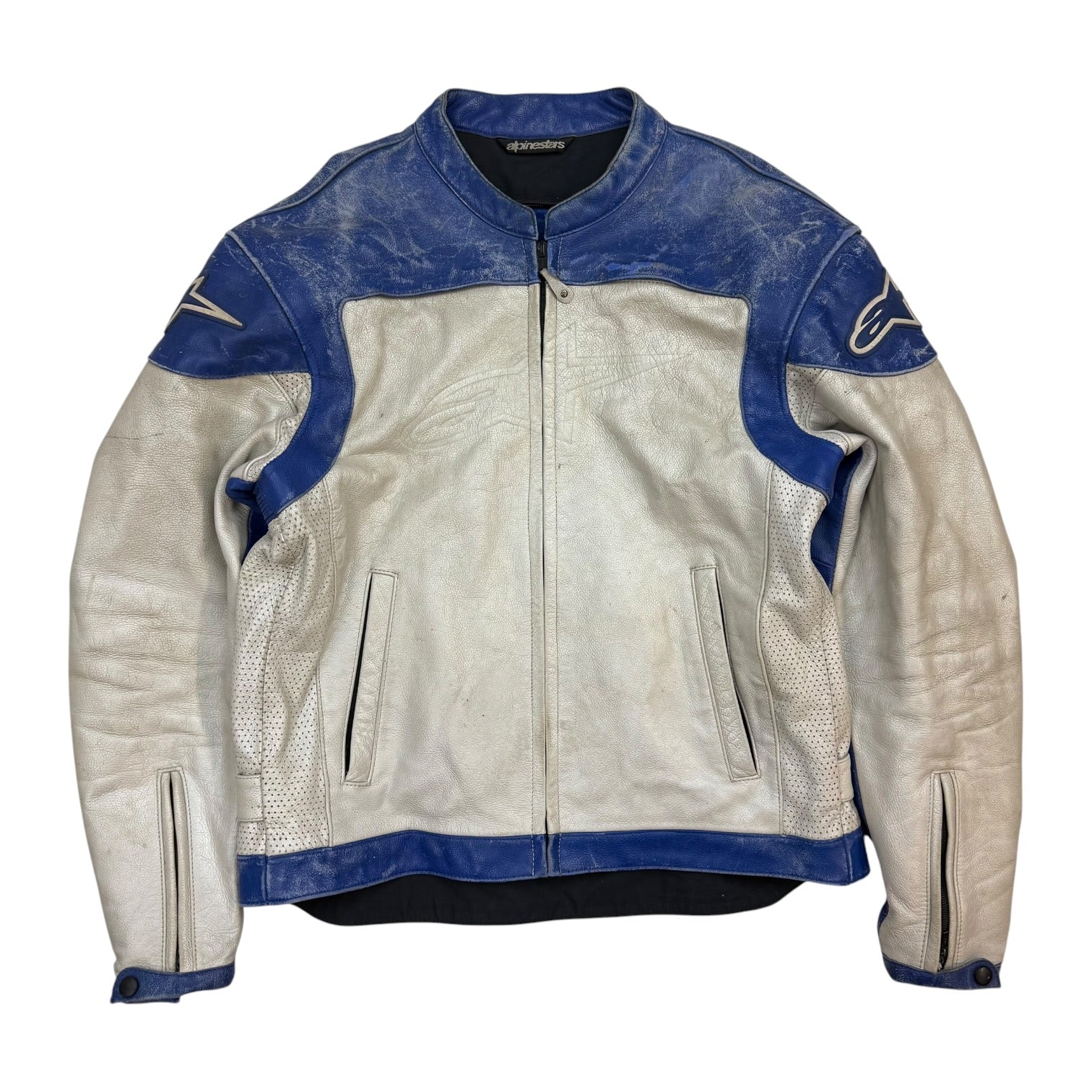 Vintage Alpinestars Leather Racing Jacket Blue/White