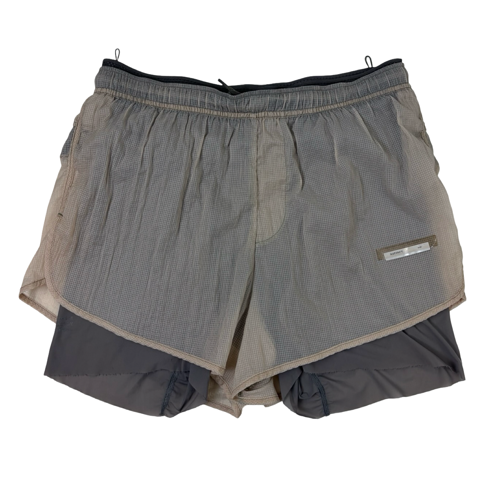 Satisfy x Runners World Tech Silk 3” Trail Shorts Beige/Grey