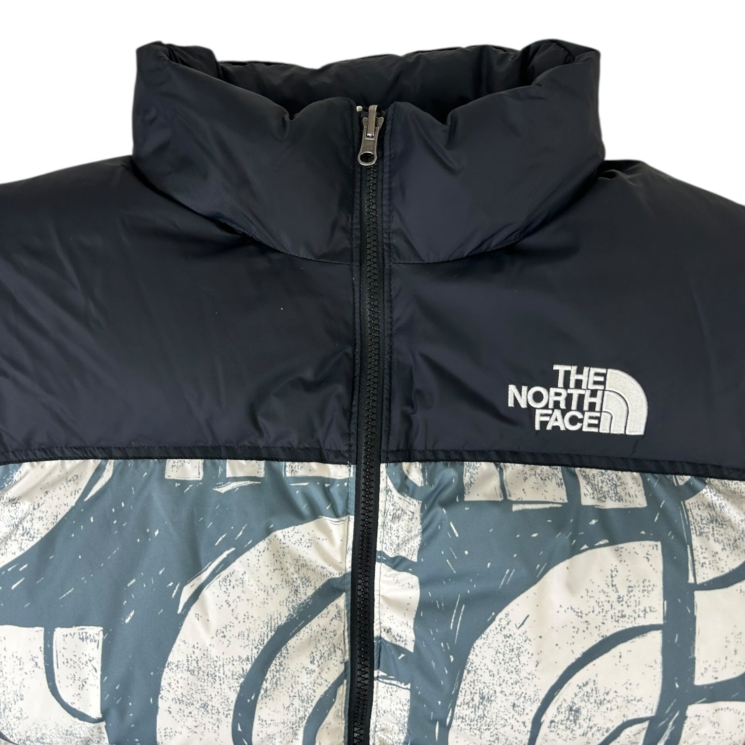 North Face 700 Fill Puffer Vest Black/White/Blue