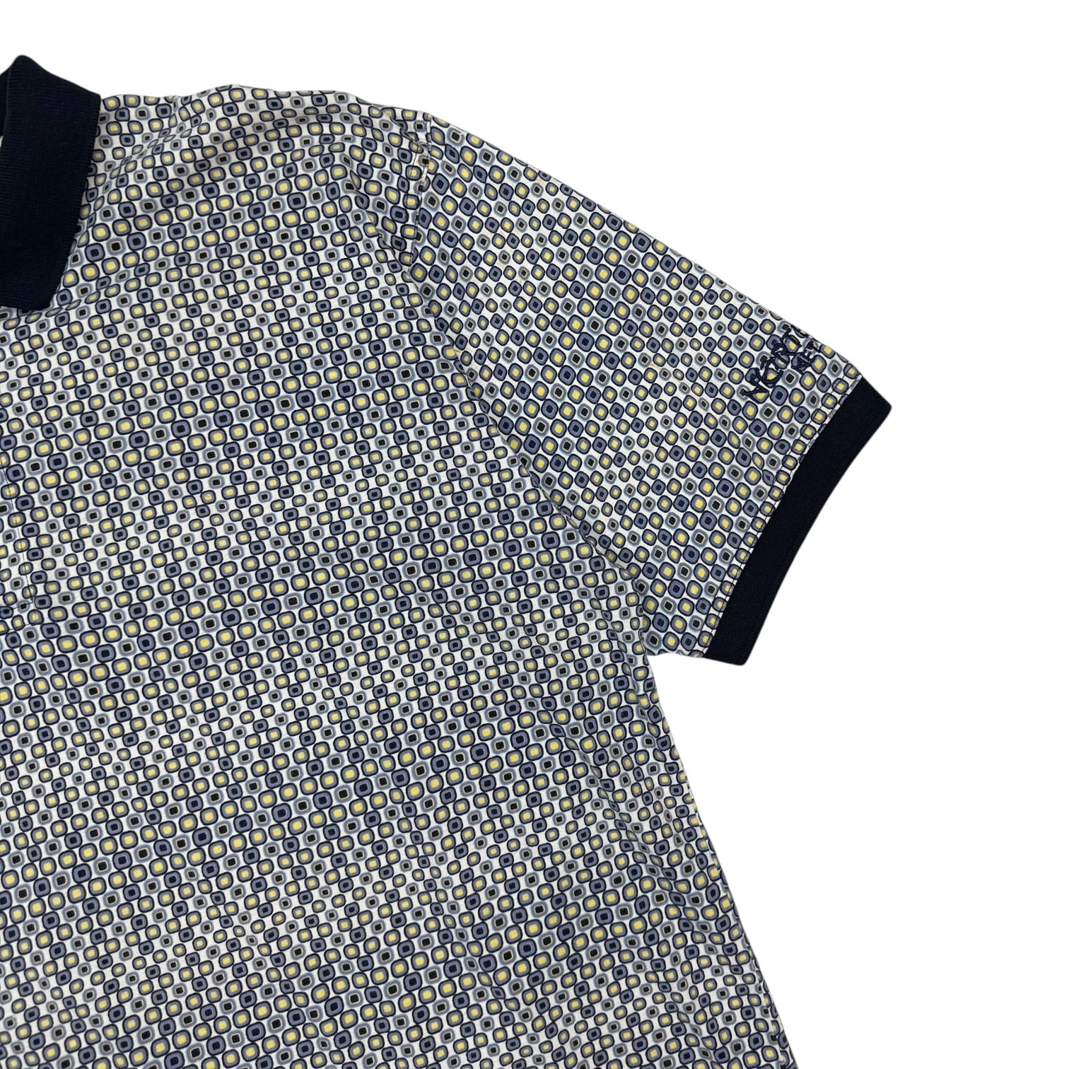 Vintage Pin High Arrow Golf Polo Dot Pattern Yellow/Blue