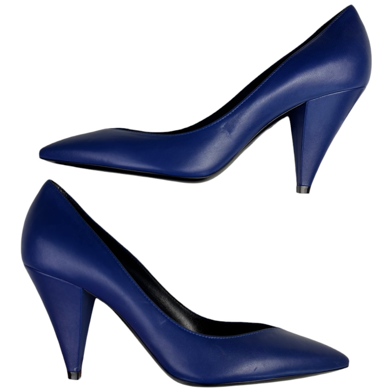 (W) Saint Laurent Patent Leather Kiki Pumps Blue