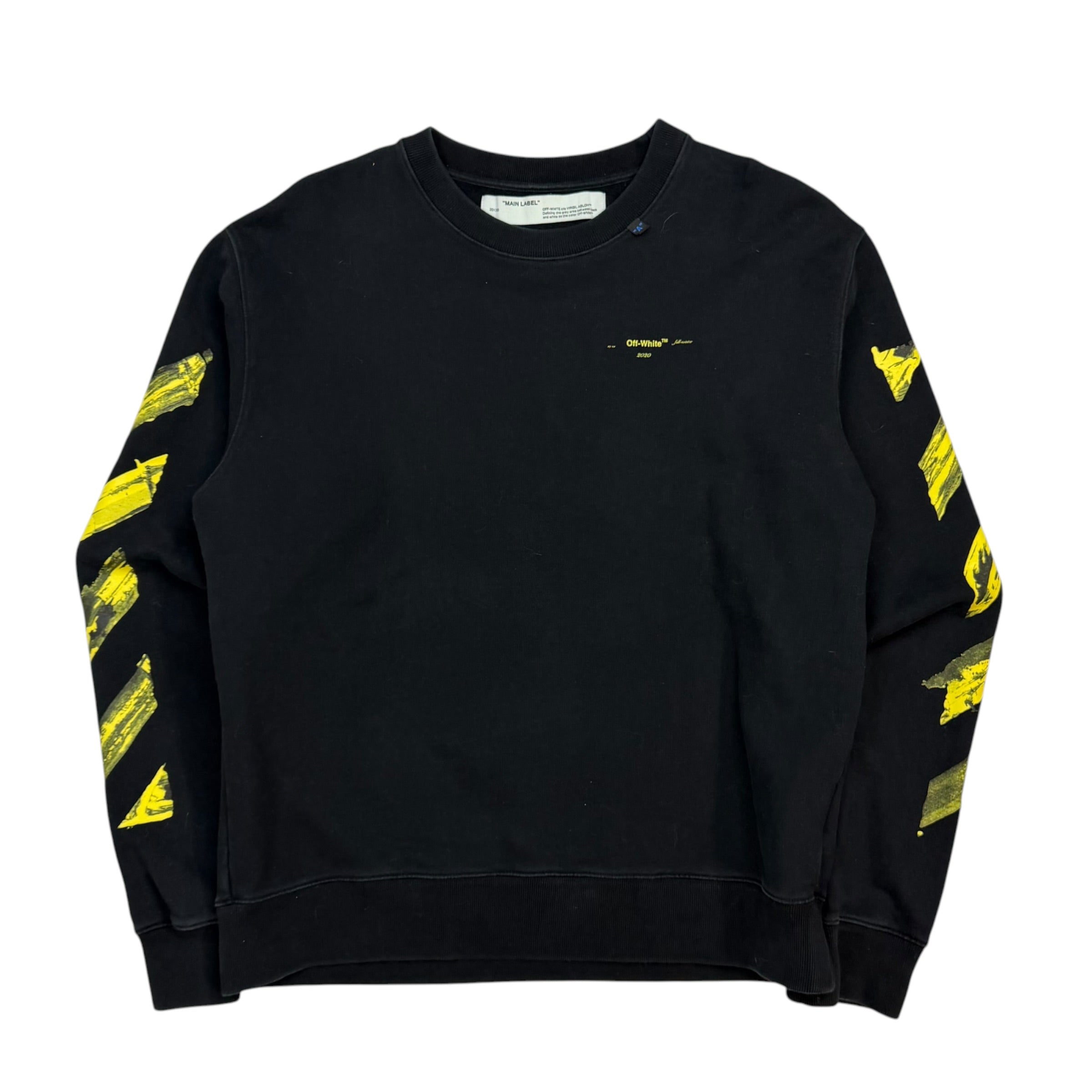 Off White Yellow Acrylic Arrow Logo Crewneck Black