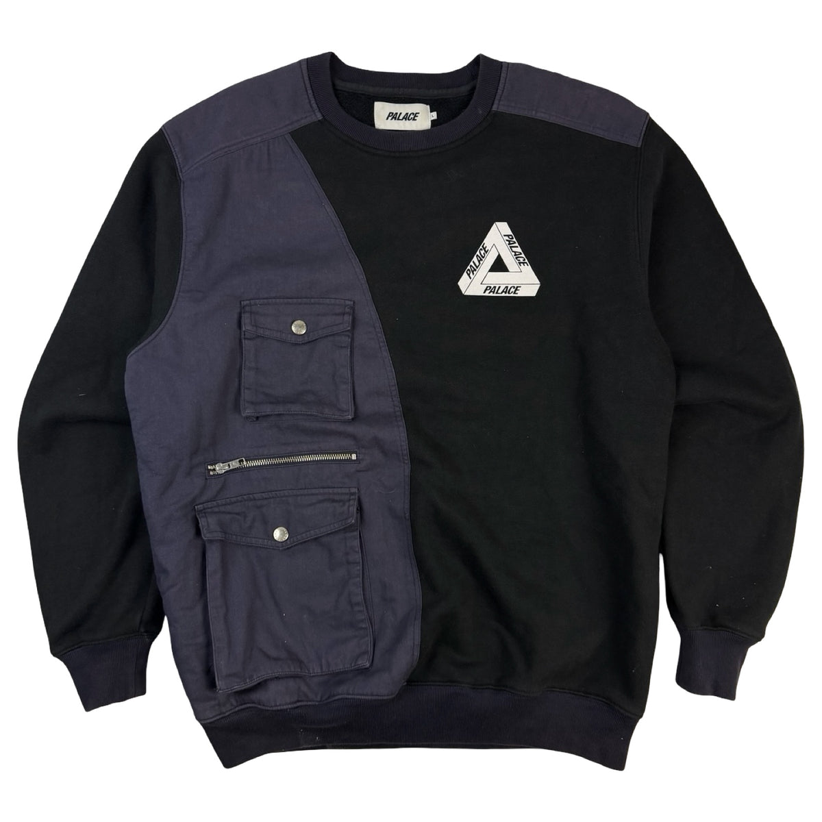 AW18 Palace Patchwork Crewneck Sweater Black/Navy