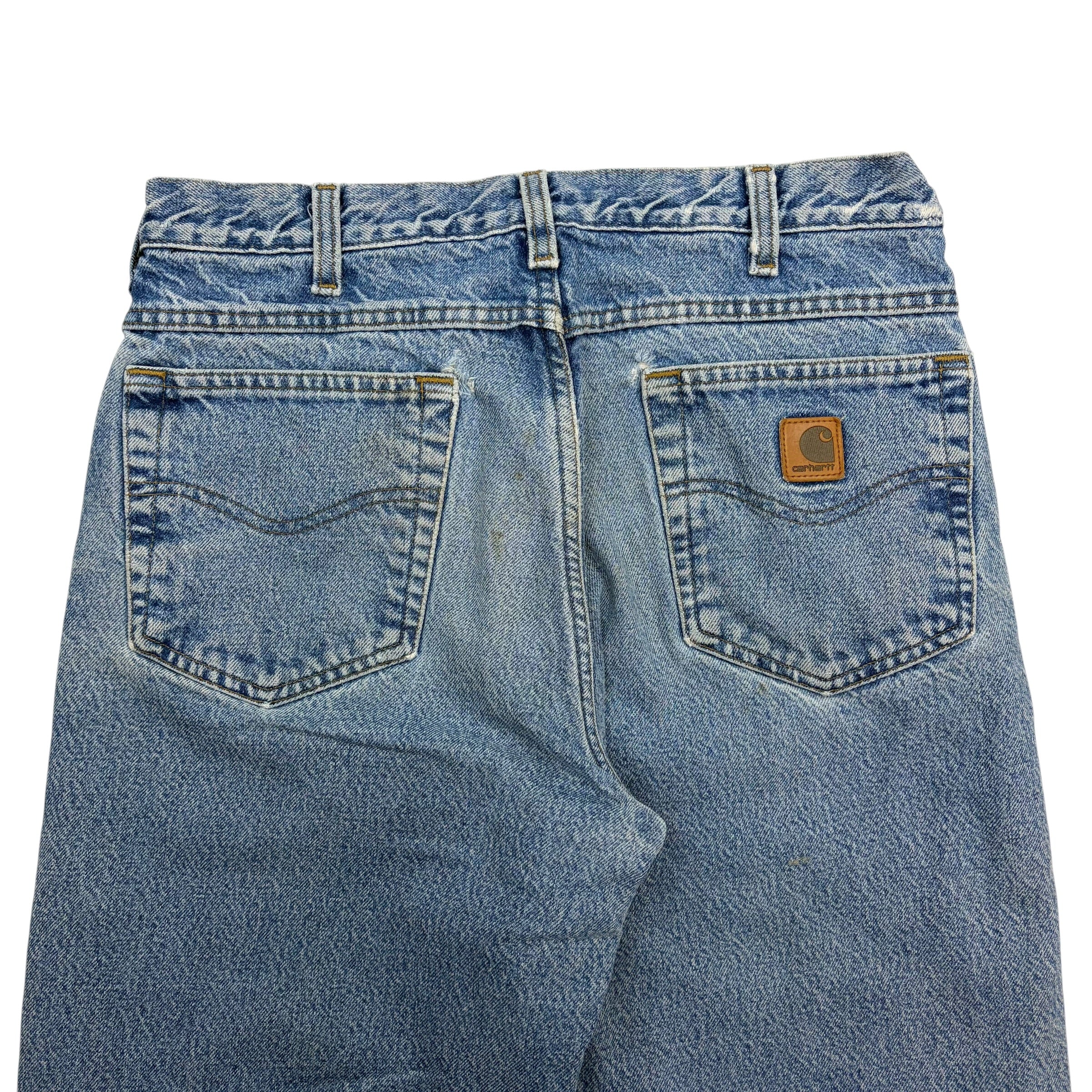 Vintage Carhartt Relaxed Fit Fleece Lined Denim Pants Blue