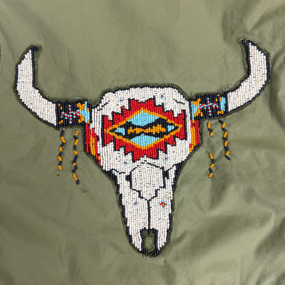 (W) Vintage Polo Ralph Lauren Beaded Steer Head Army Field Jacket Green