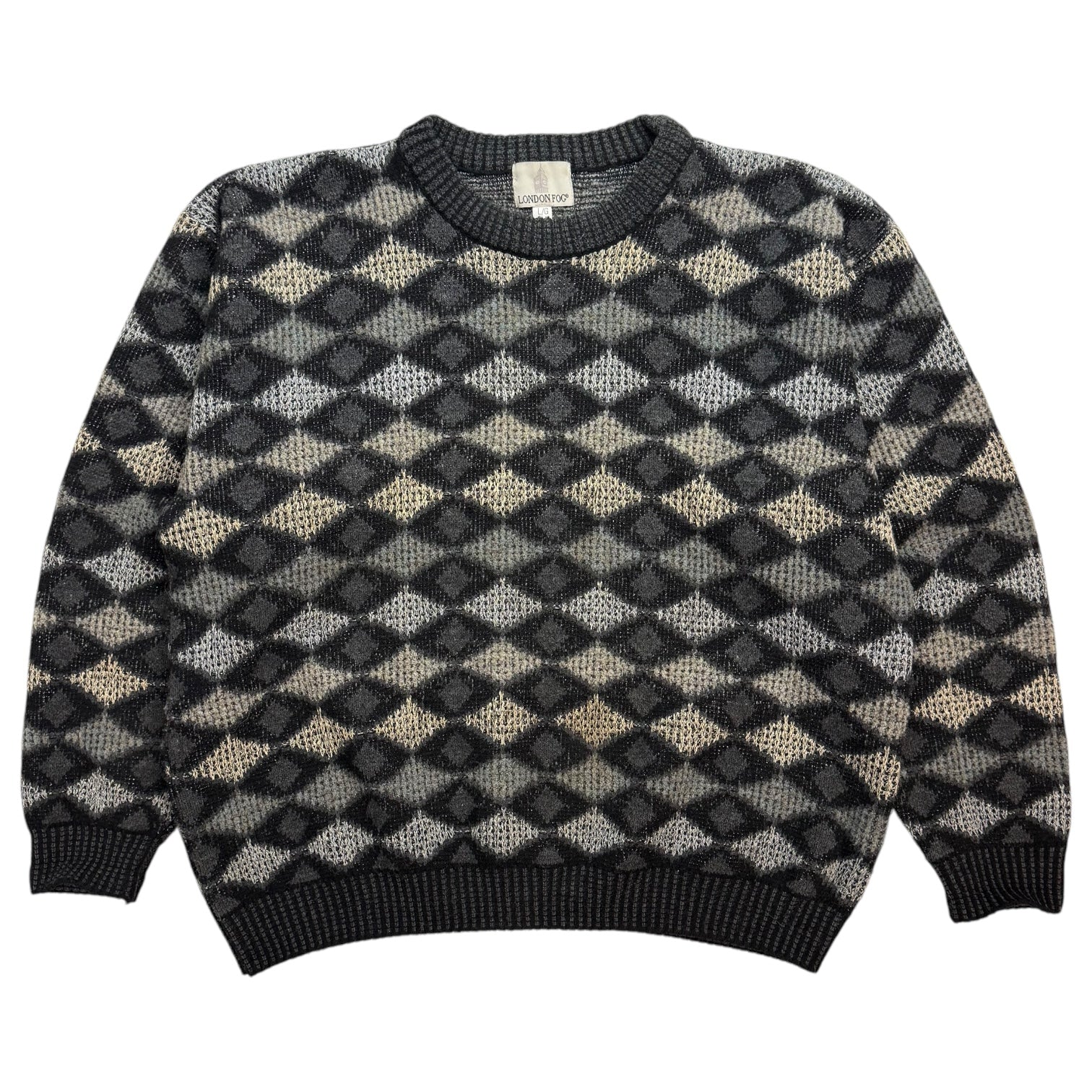 Vintage London Fog Diamond Knit Sweater Multicolour