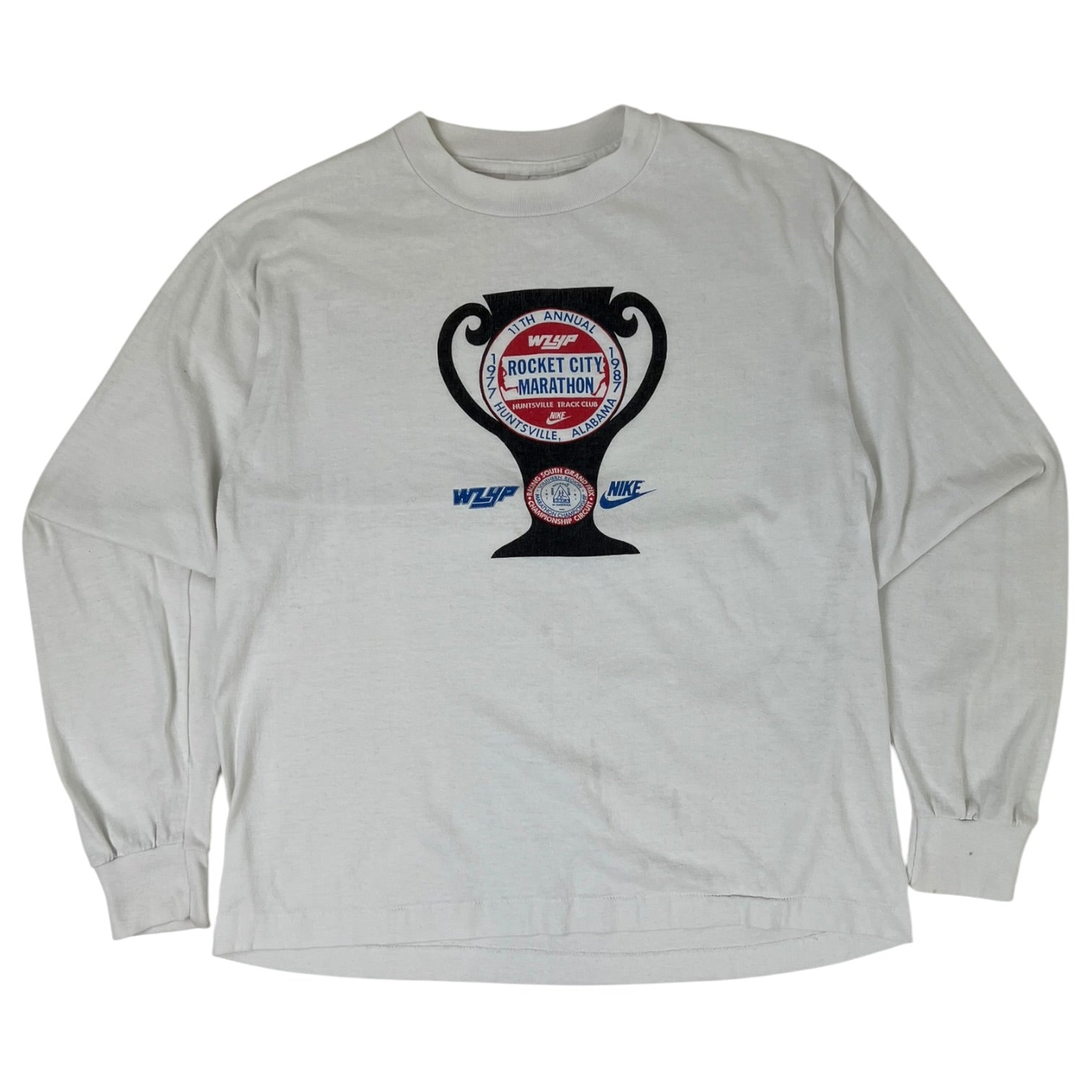 Vintage Nike “1987 Rocket City Marathon” Long Sleeve T-Shirt White