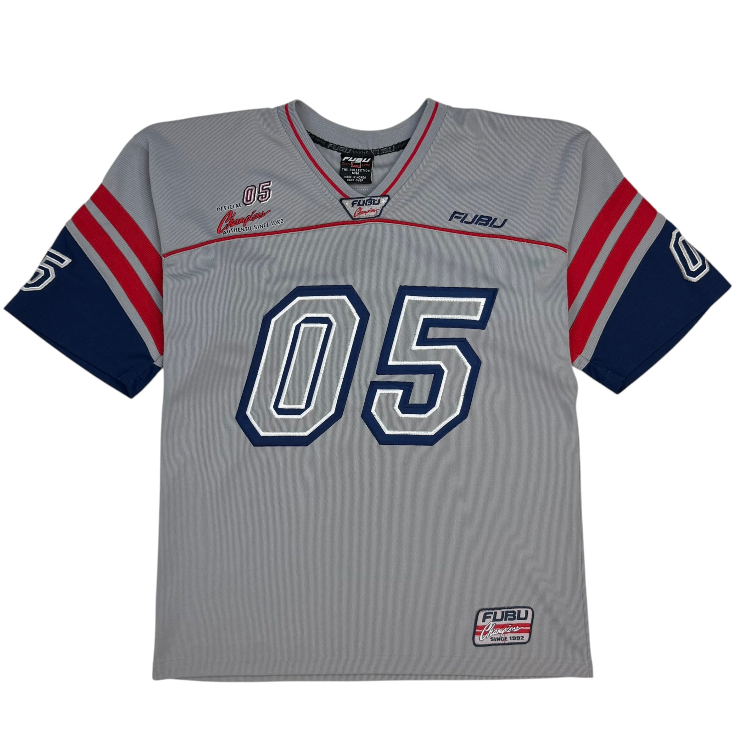 Vintage FUBU Embroidered Football Jersey Grey