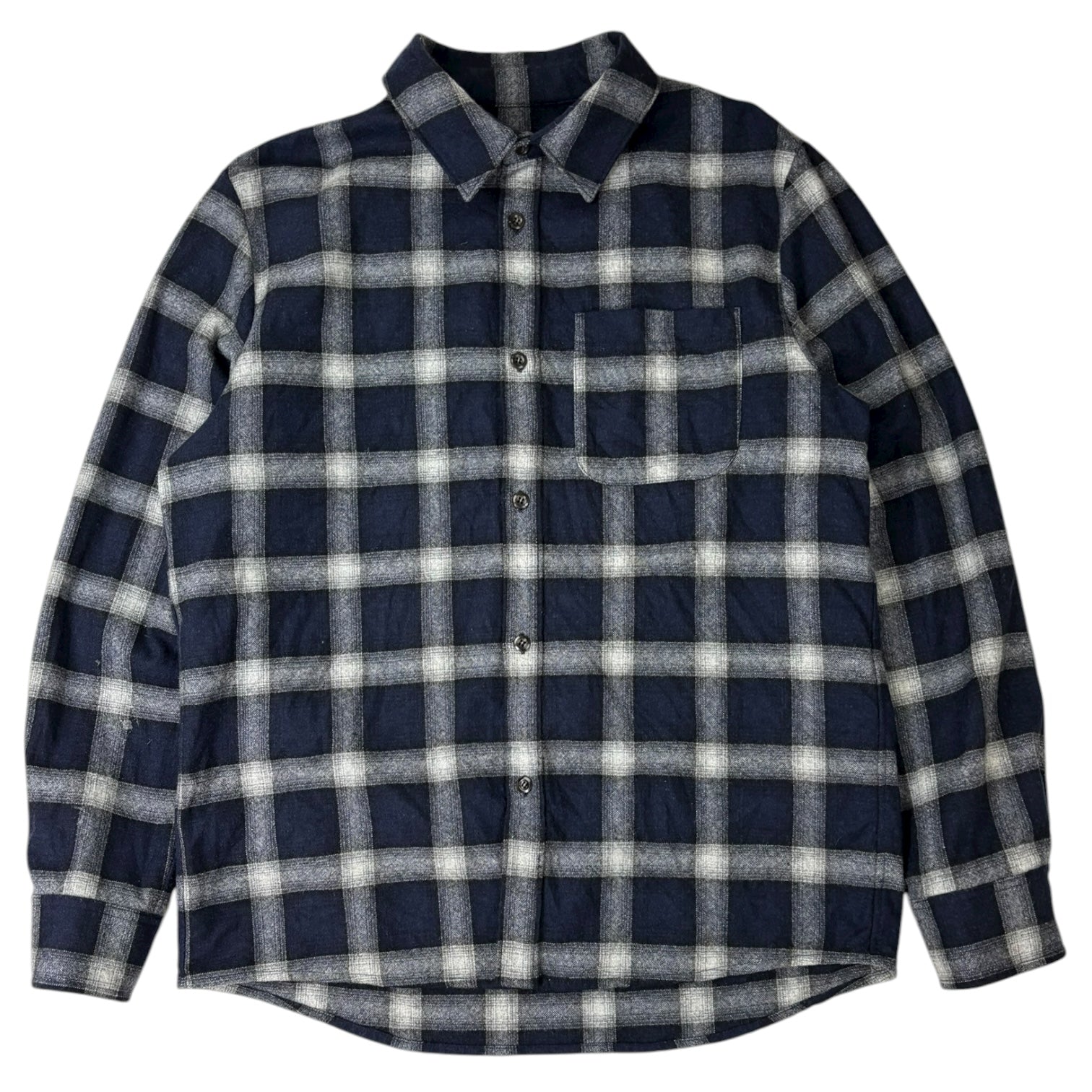 A.P.C. Trek Wool Plaid Overshirt Navy