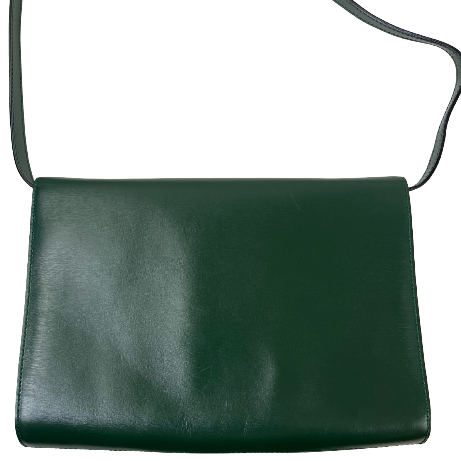 Vintage Celine Leather Envelope Shoulder Bag Green