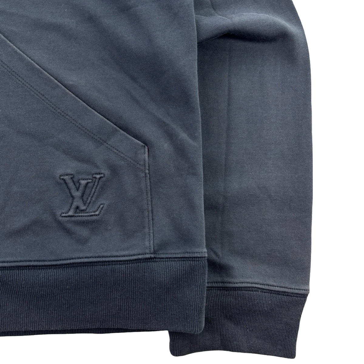 Louis Vuitton Damier Checkered Logo Patch Full-Zip Hoodie Navy