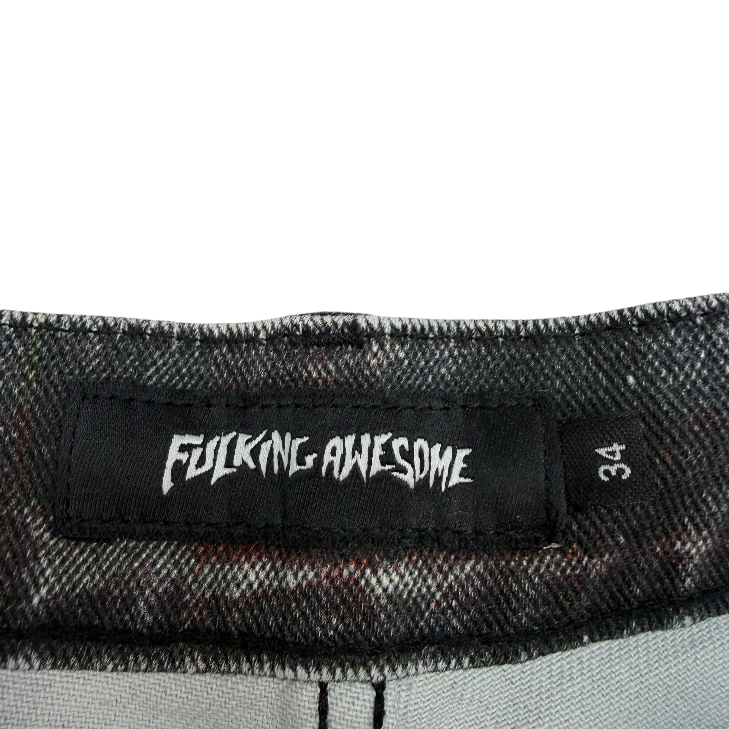 F*cking Awesome Miller Plaid Denim Shorts Black/Burgundy