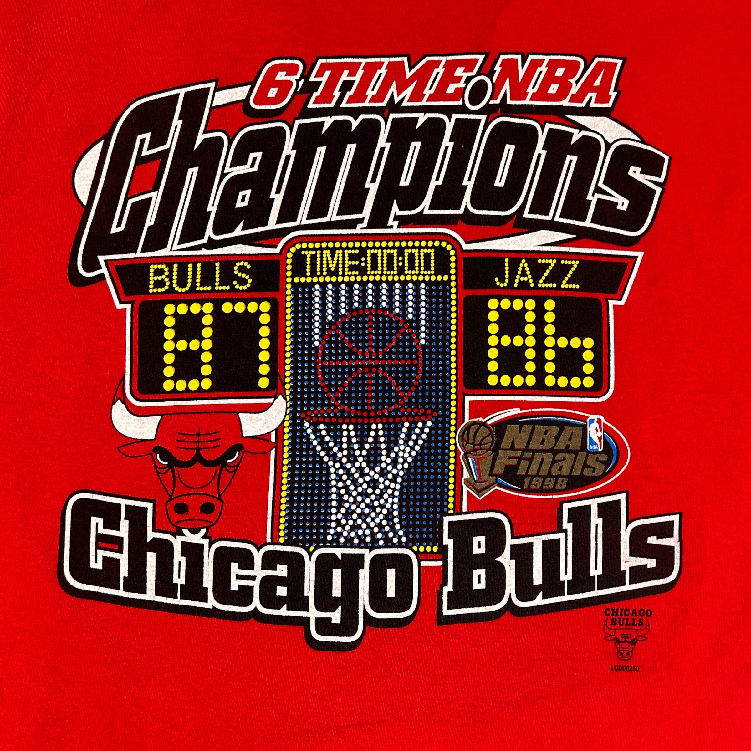 1998 Chicago Bulls 6 Time Champions Tee Red