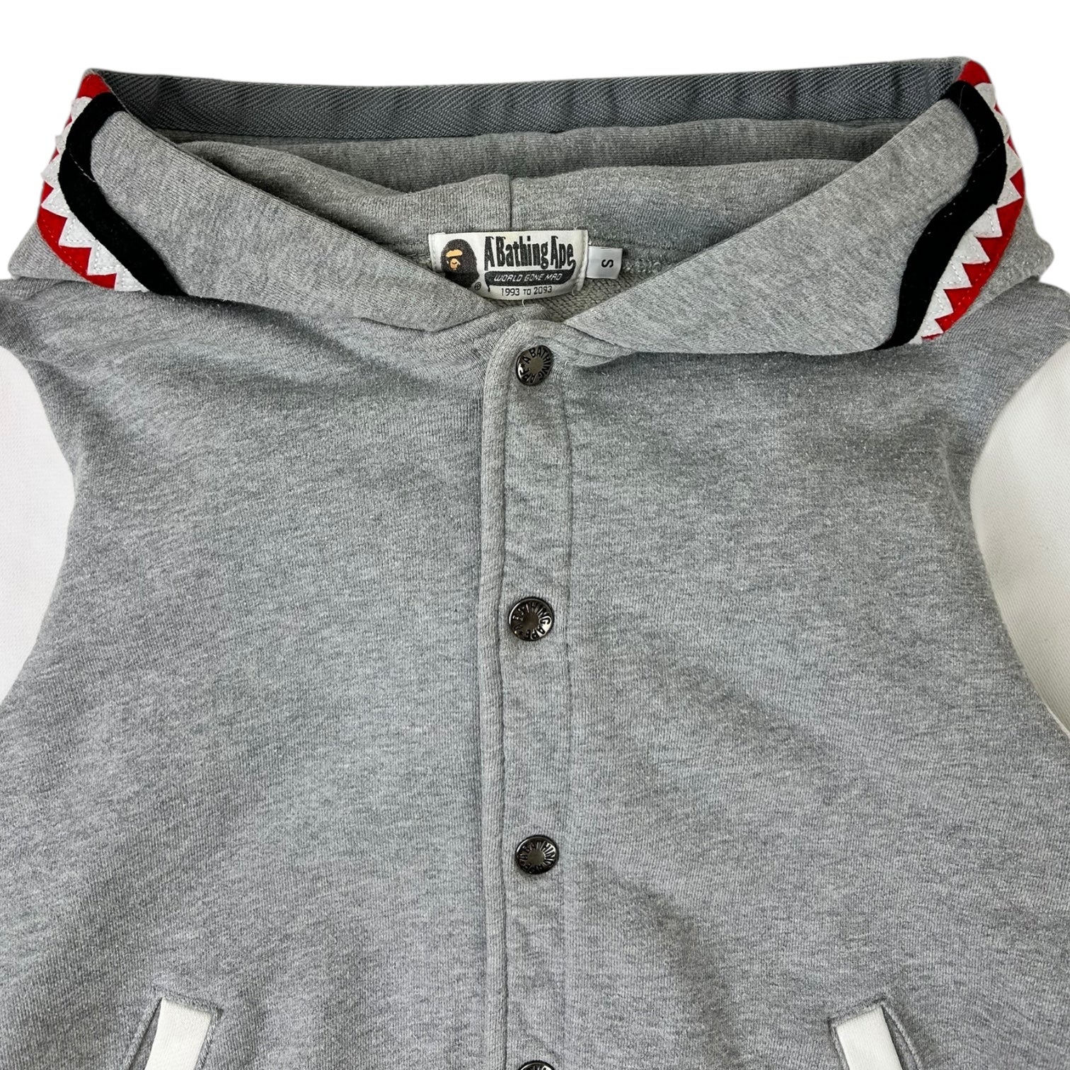Bape Shark Sweat Varsity Hoodie Jacket Grey/White