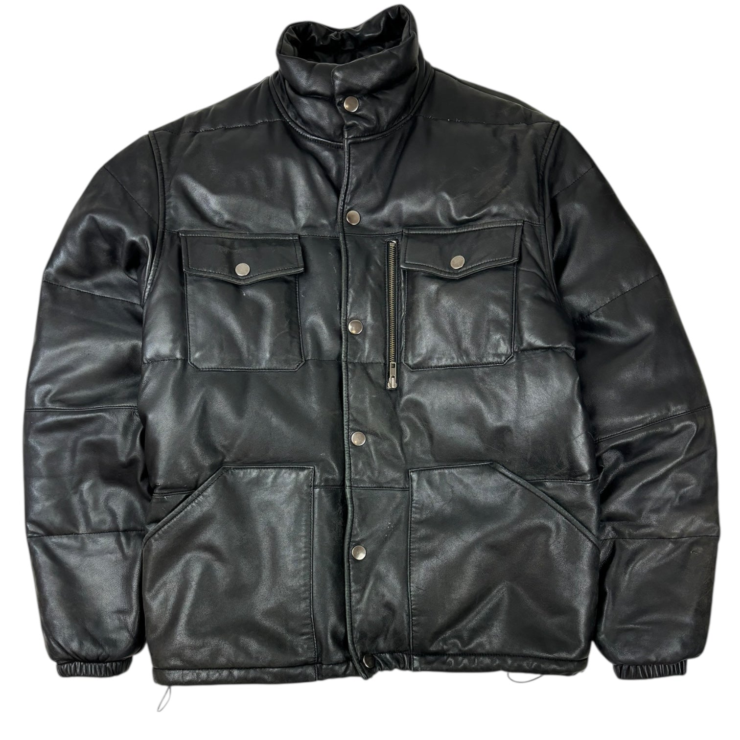 Stussy Leather Down Puffer Jacket Black