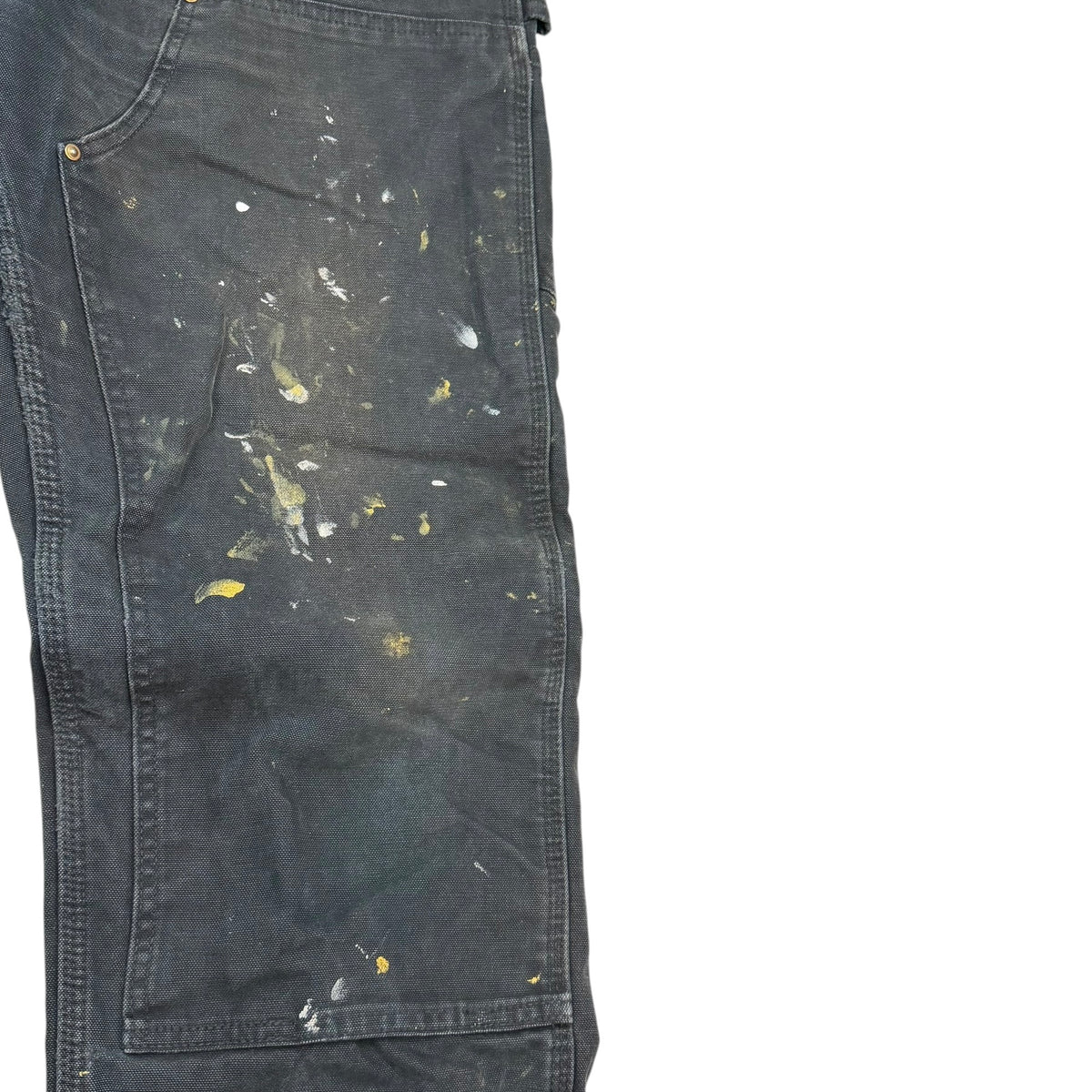 Vintage Carhartt Double Knee Blanket Lined Paint Splattered Pants Black