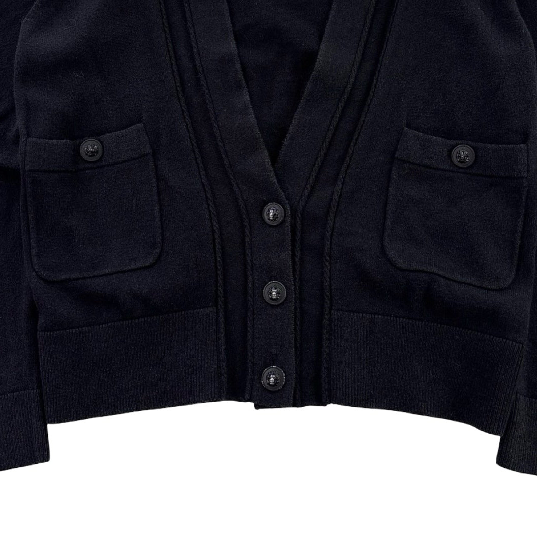 (W) Chanel Uniform Cropped Cardigan Black